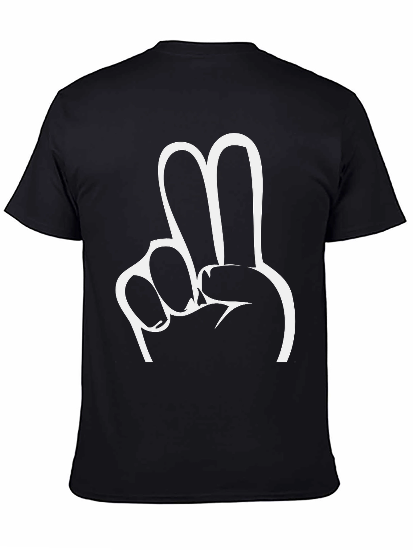 Peace Sign Graphic Tee - Black Cotton