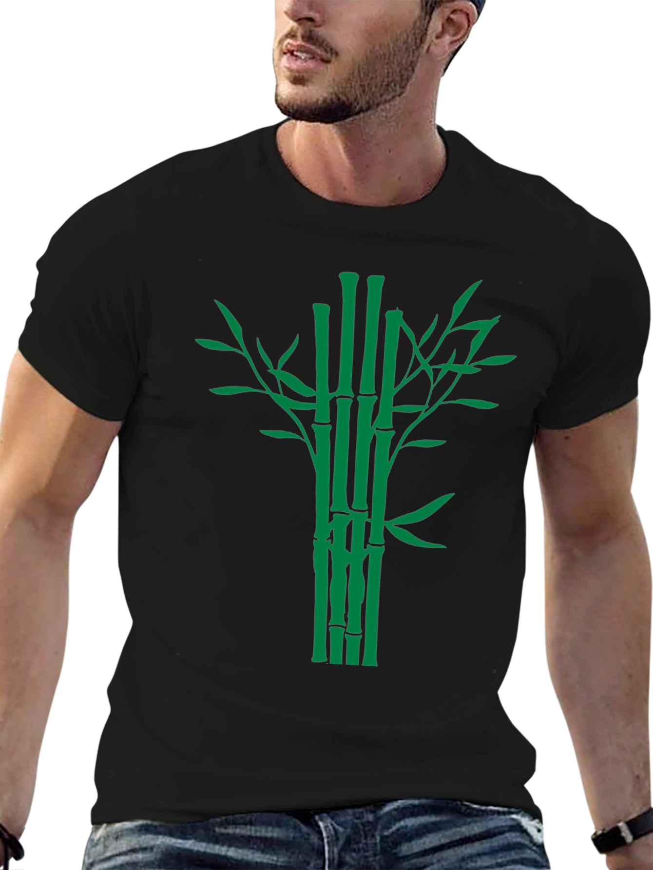 Bamboo Graphic Tee - Classic Black Cotton T-Shirt