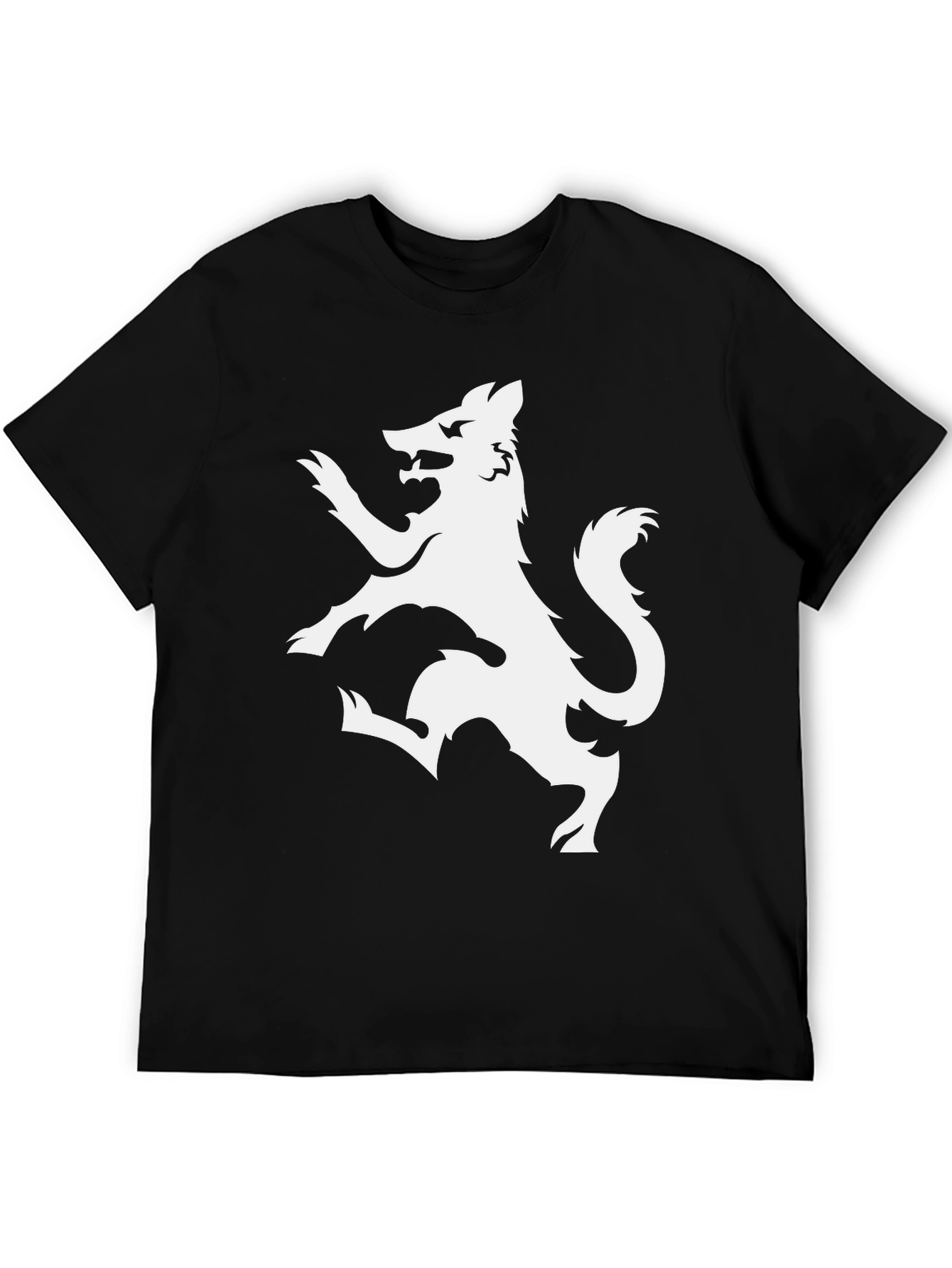 Black T-Shirt with White Wolf Design