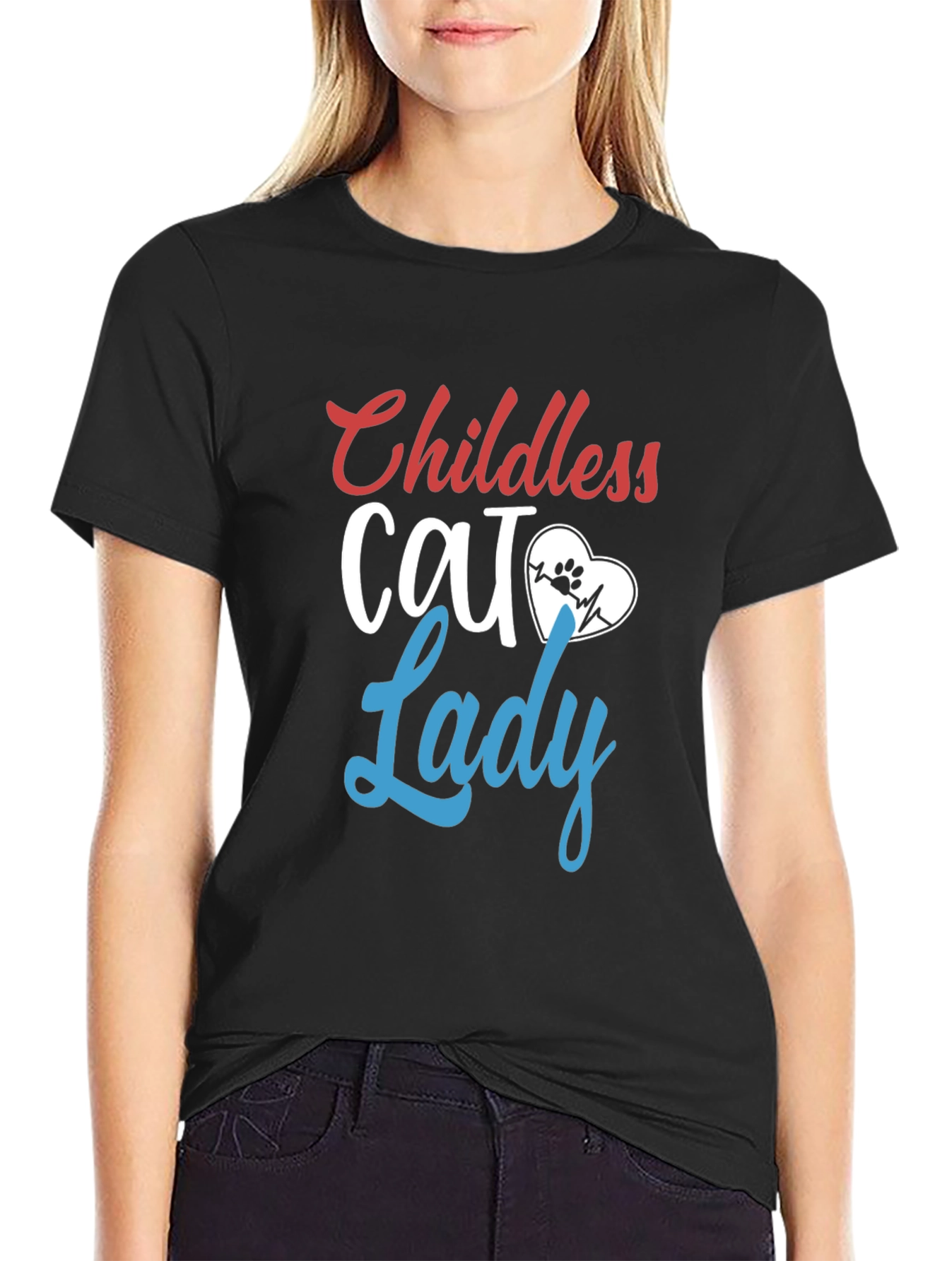 Childless Cat Lady Graphic T-Shirt - Black