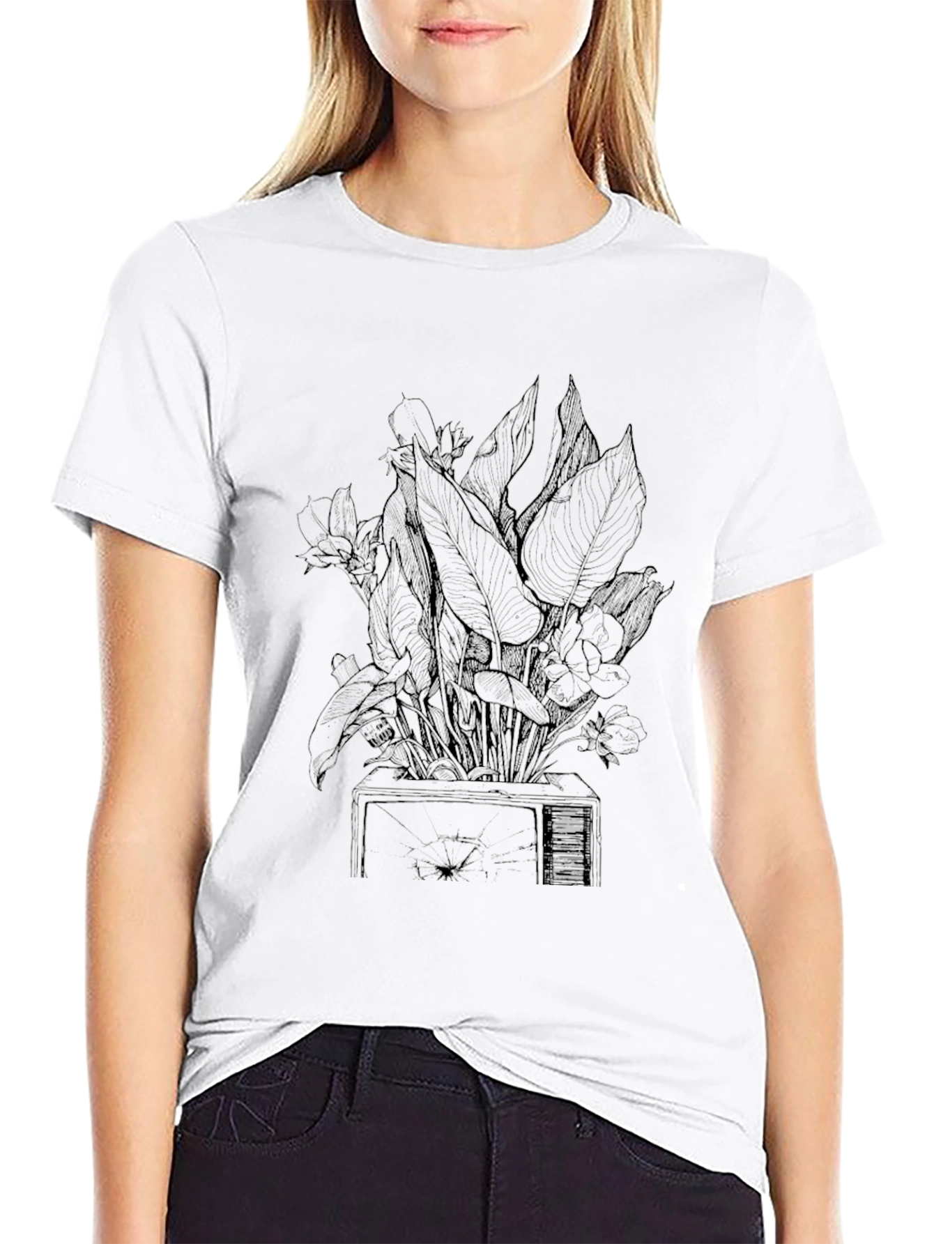 Botanical TV Graphic Tee - Modern Plant Lover Shirt
