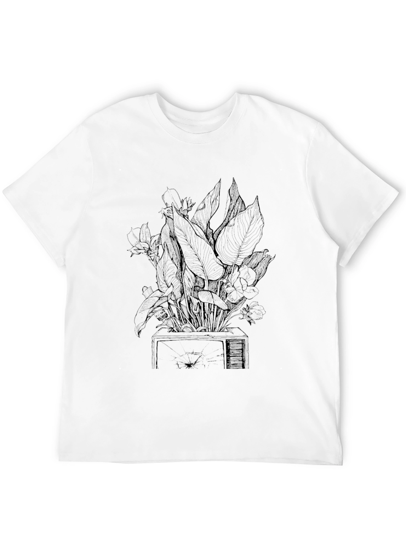 Botanical TV Graphic Tee - Modern Plant Lover Shirt