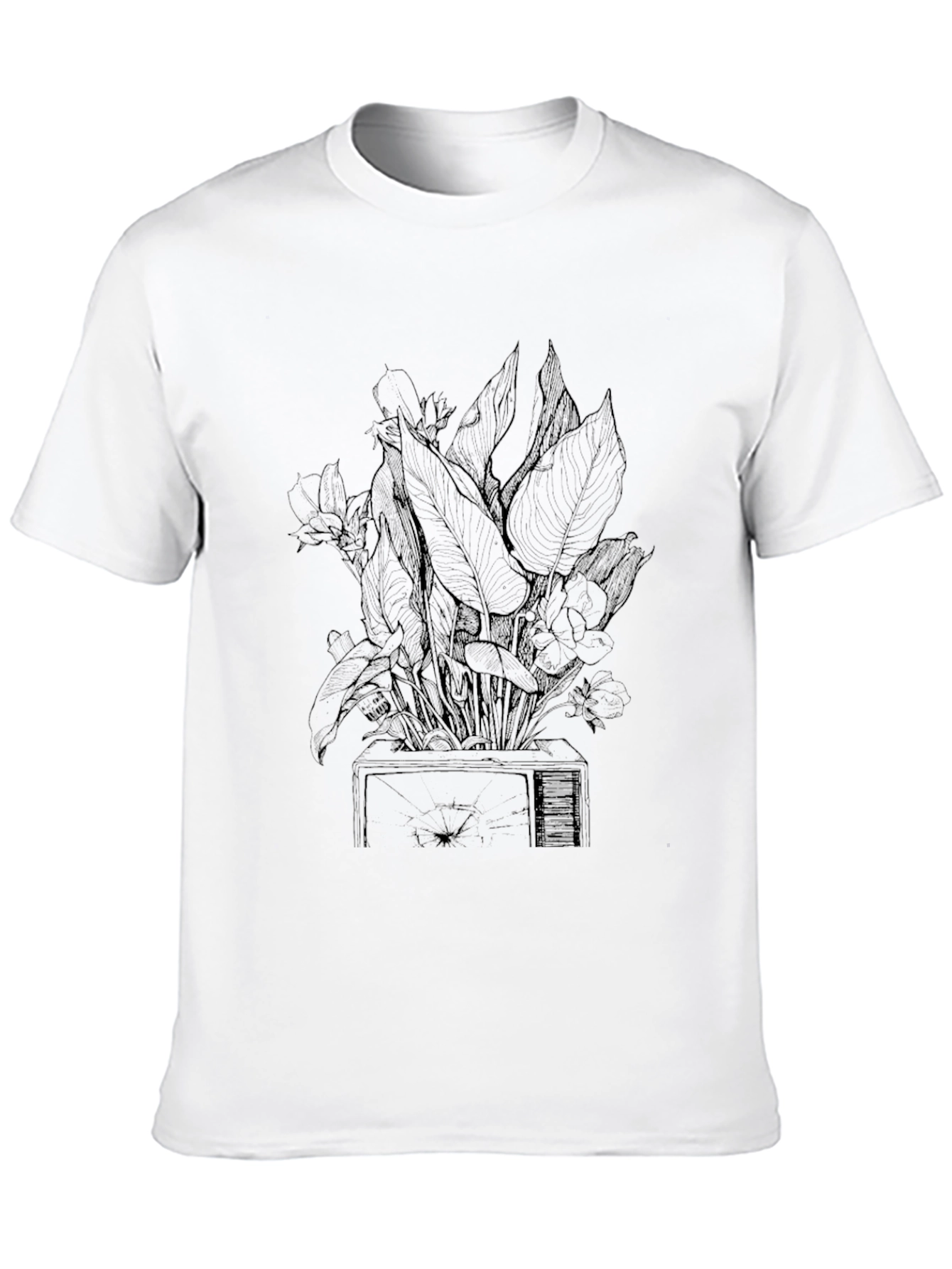 Botanical TV Graphic Tee - Modern Plant Lover Shirt