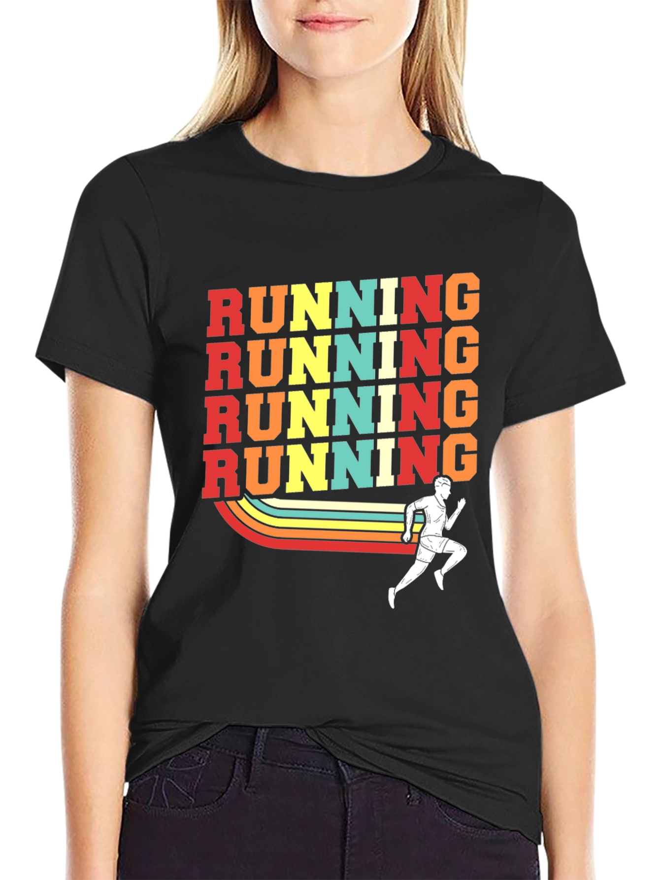 Retro Running T-Shirt - Black
