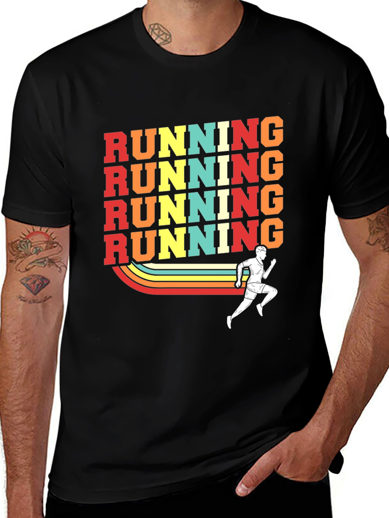 Retro Running T-Shirt - Black