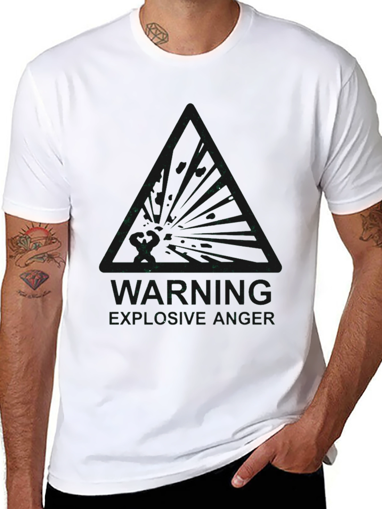 Explosive Anger Warning Mens Black T-Shirt