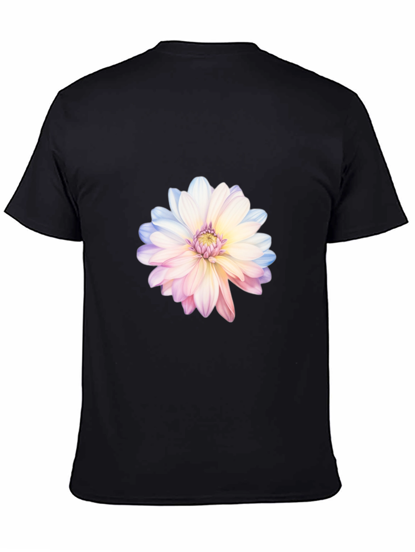 Floral Print T-Shirt - Black Cotton Blend