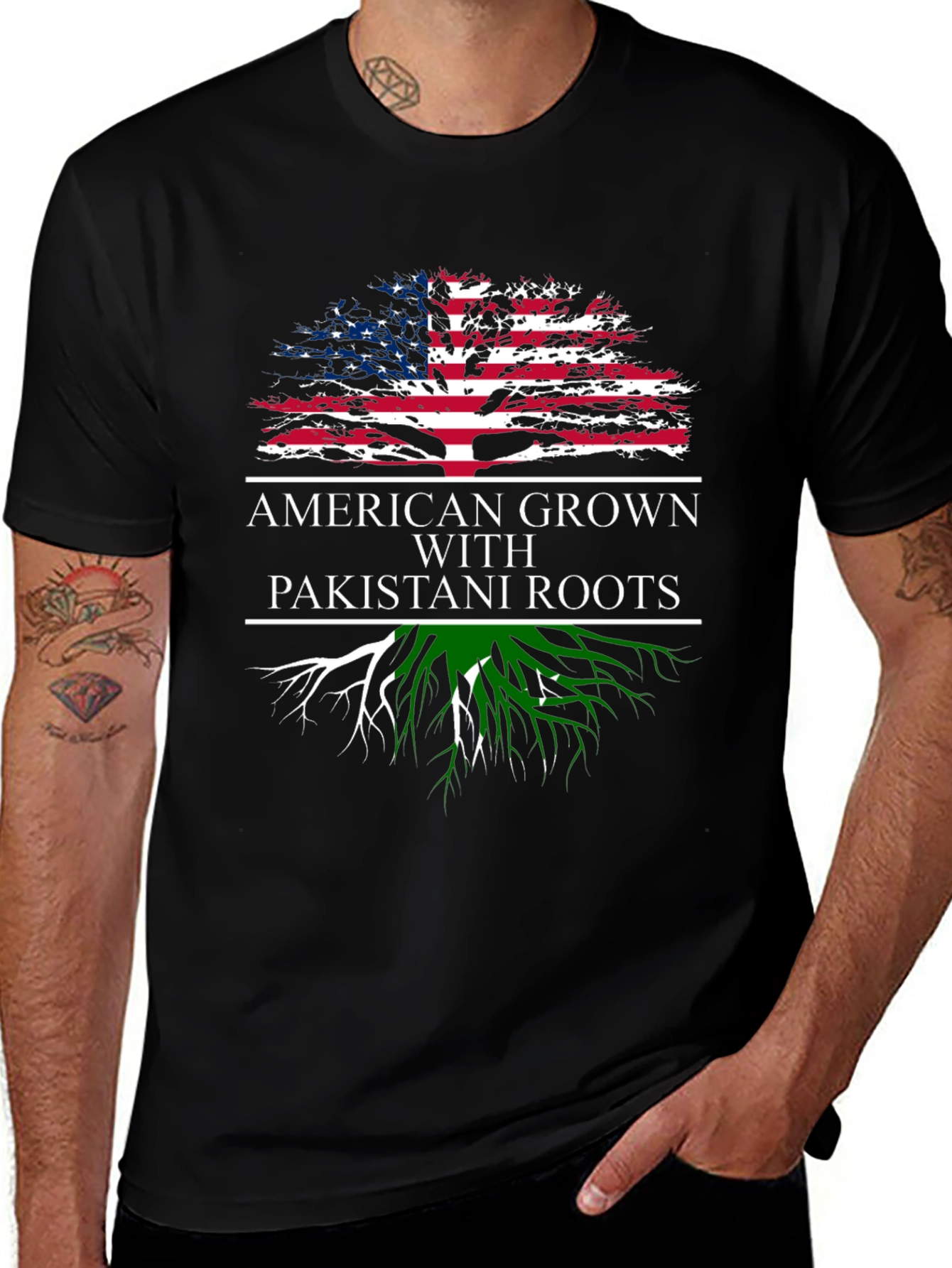 American Grown Pakistani Roots Graphic T-Shirt