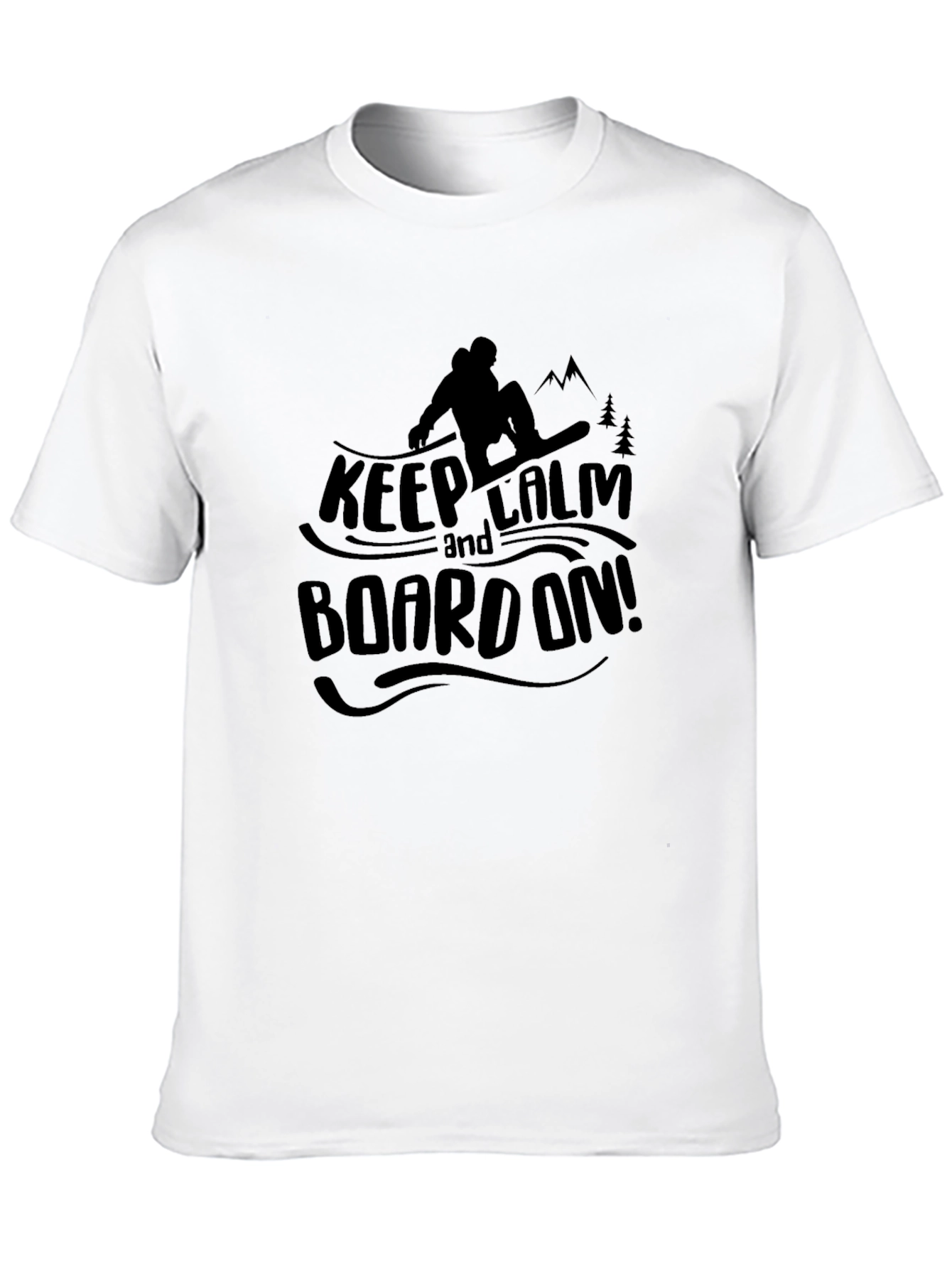 Keep Calm and Board On Black Graphic Tee