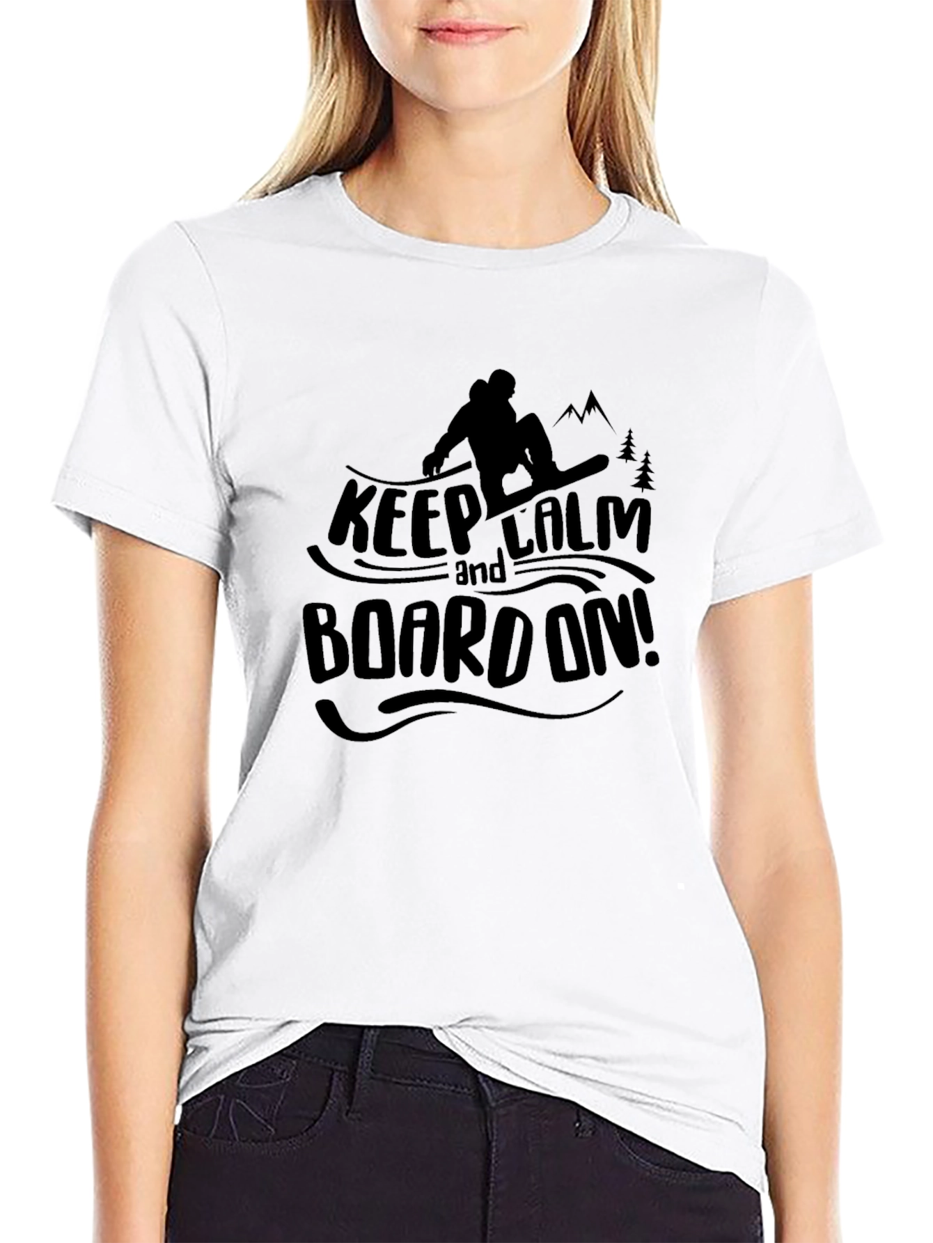 Keep Calm and Board On Black Graphic Tee