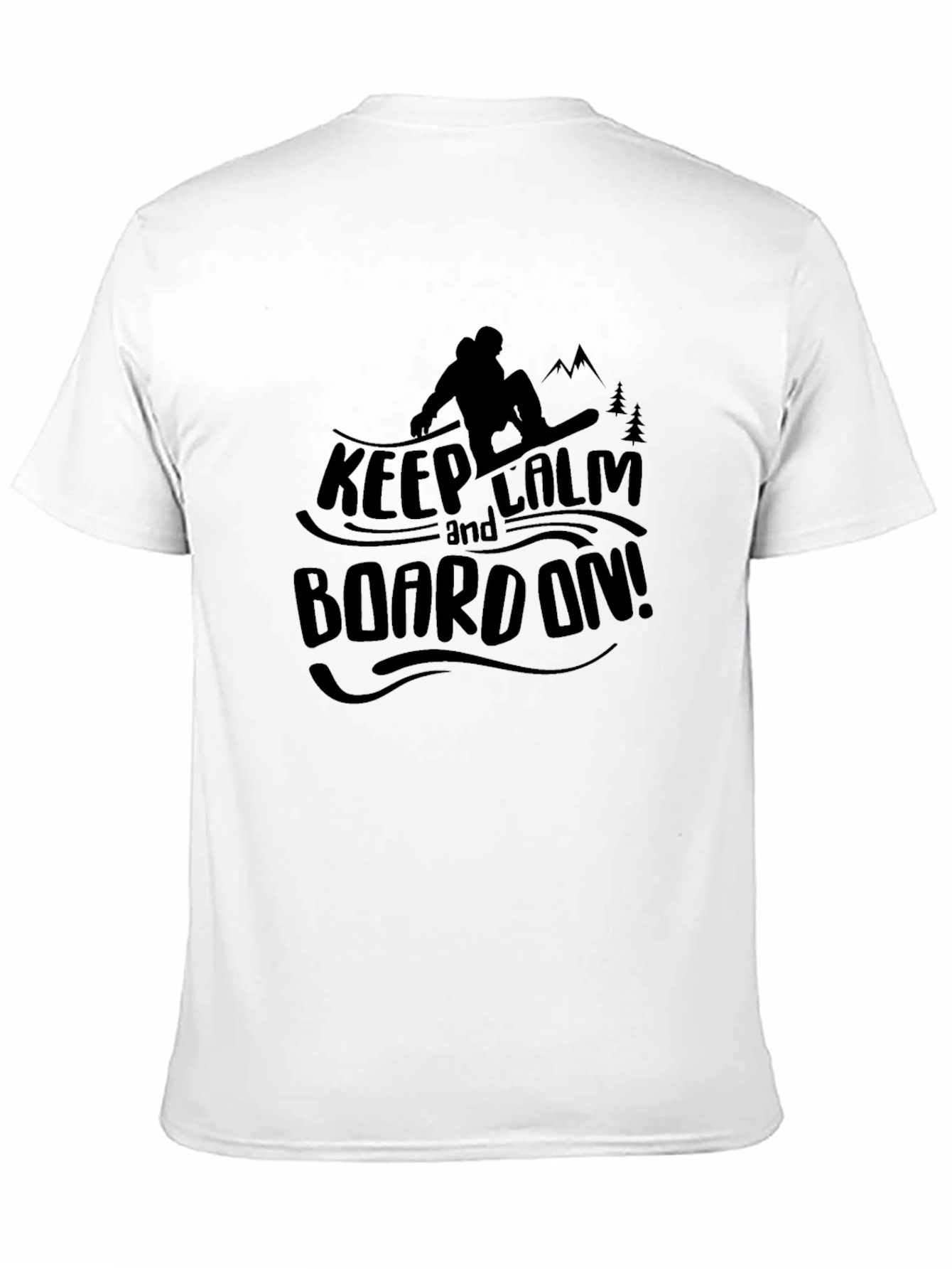 Keep Calm and Board On Black Graphic Tee