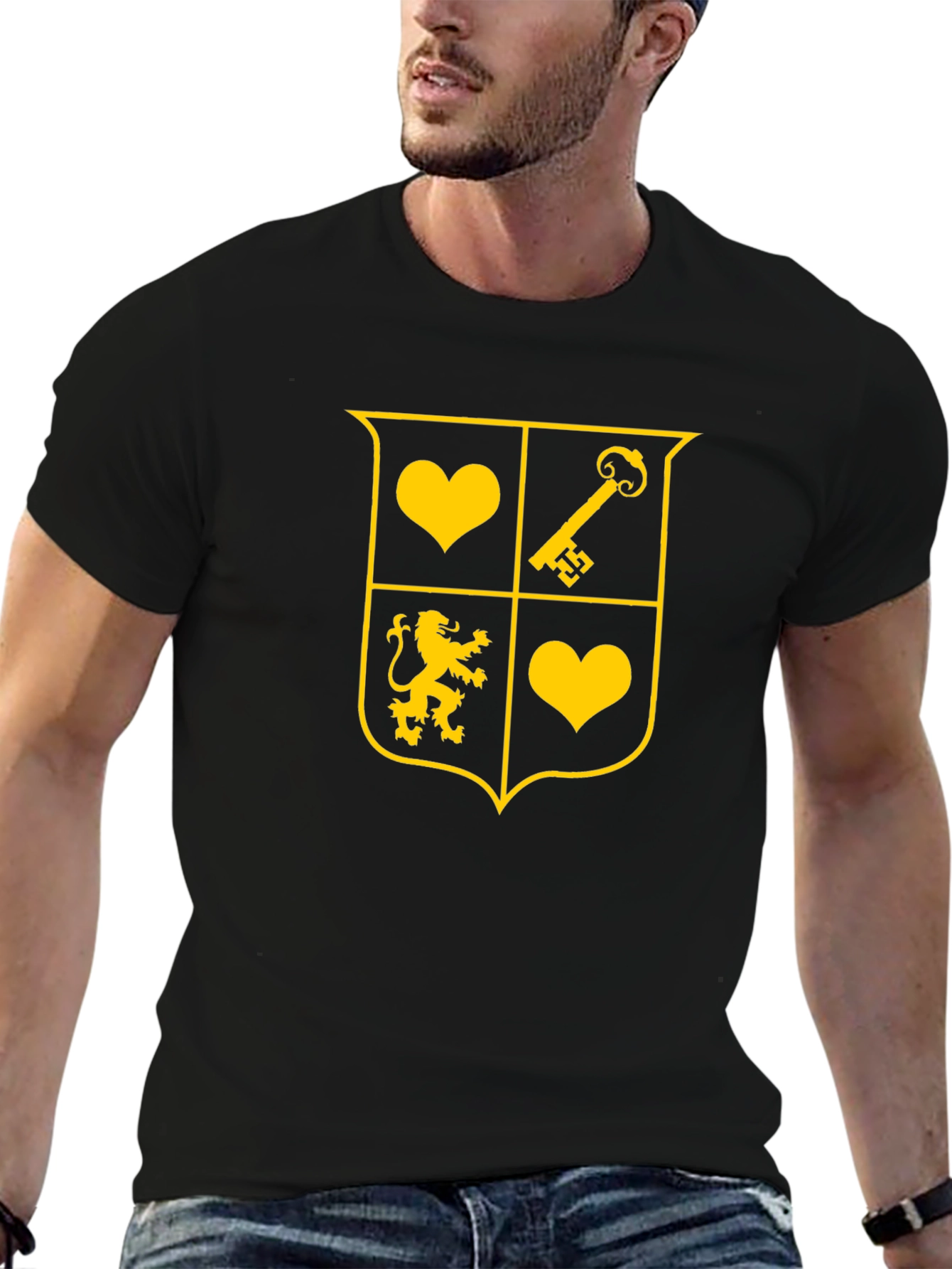 Emblem Graphic Tee - Stylish Mens Black T-Shirt