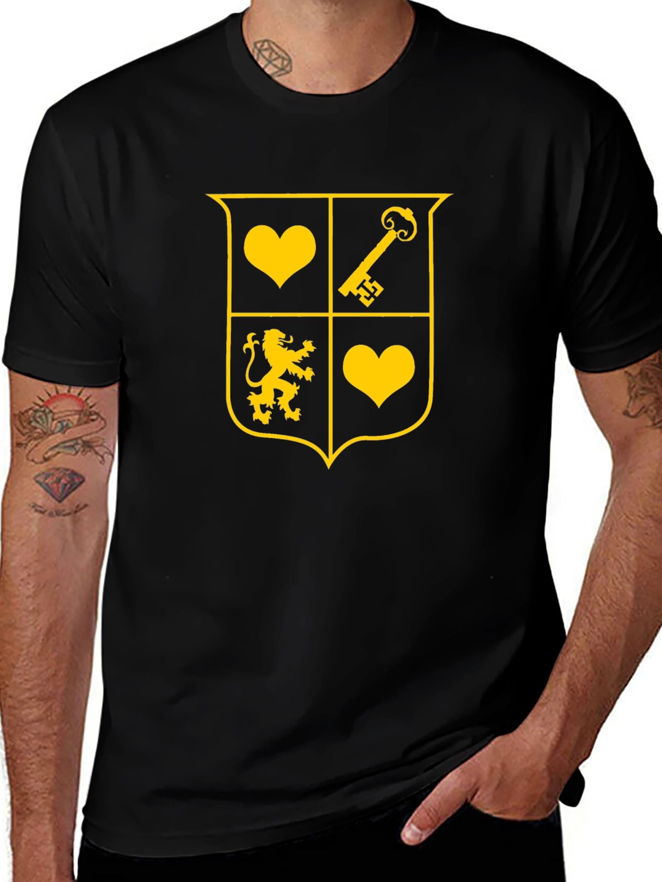 Emblem Graphic Tee - Stylish Mens Black T-Shirt