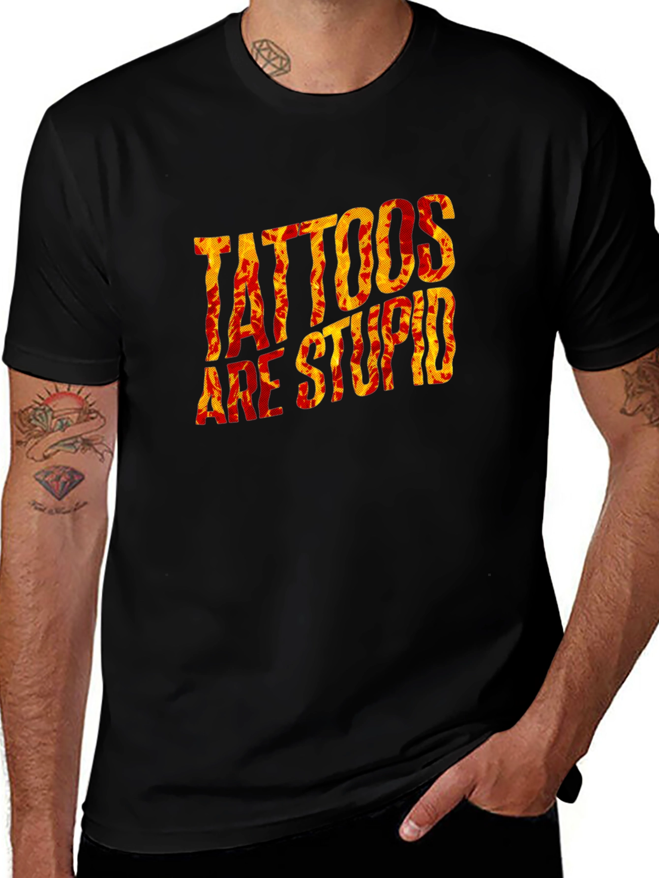Tattoos Are Stupid Graphic Black T-Shirt
