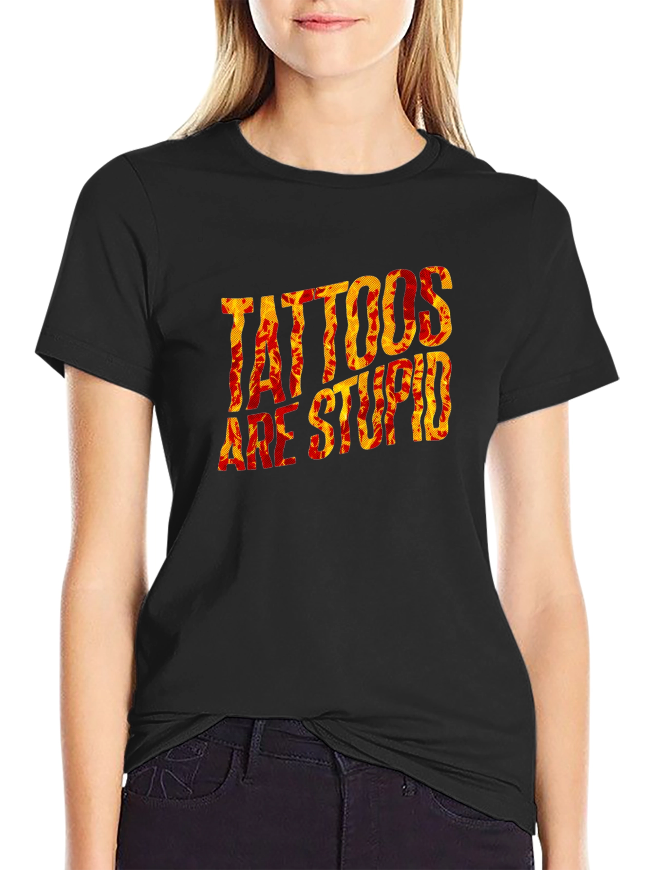 Tattoos Are Stupid Graphic Black T-Shirt