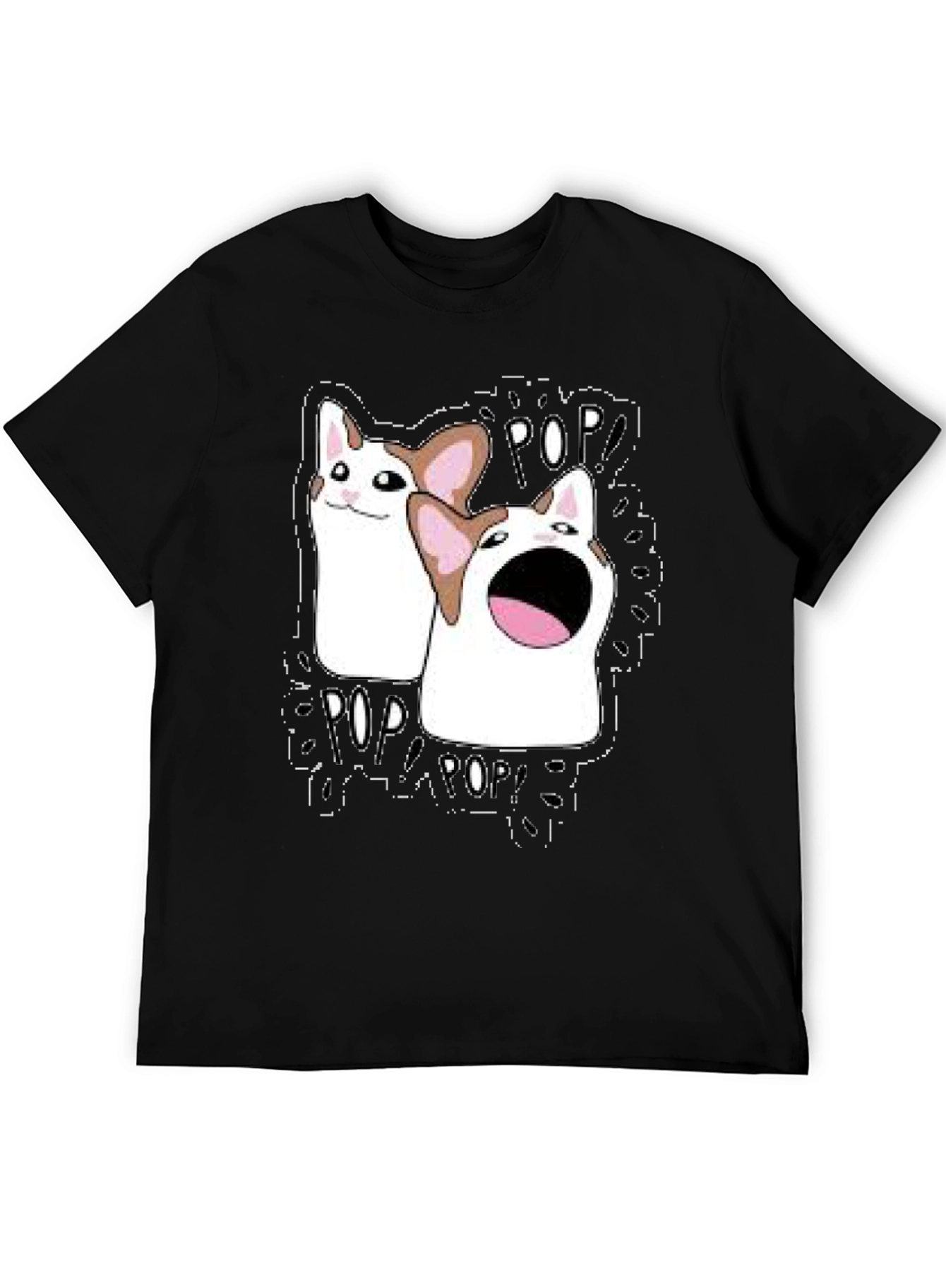 Pop Cat Meme T-Shirt - Black Funny Graphic Tee