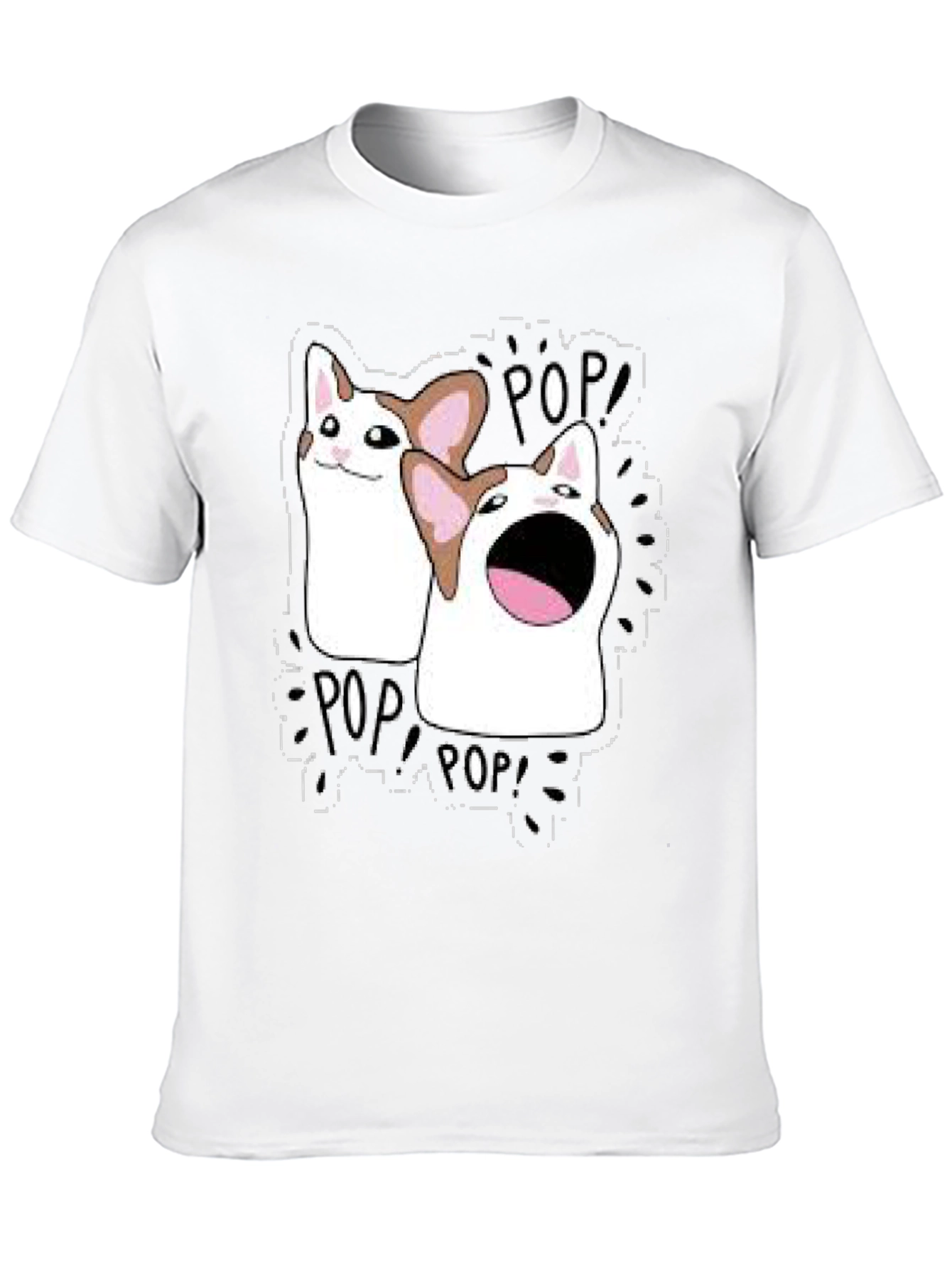 Pop Cat Meme T-Shirt - Black Funny Graphic Tee