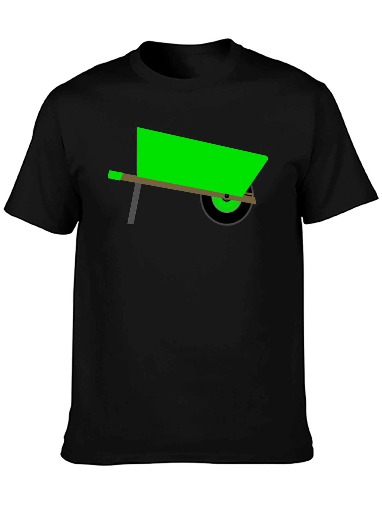 Novelty Green Wheelbarrow Black T-Shirt