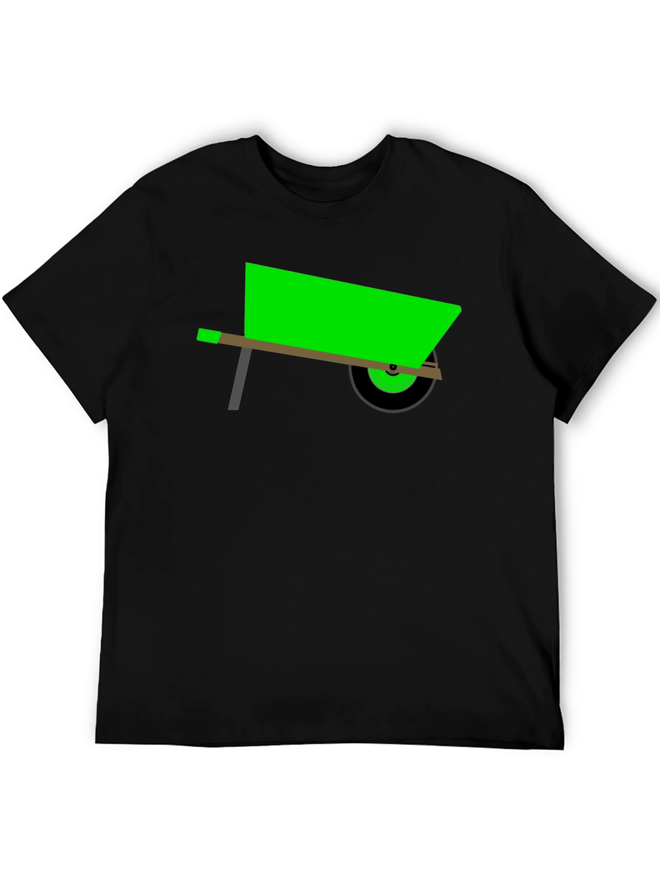 Novelty Green Wheelbarrow Black T-Shirt