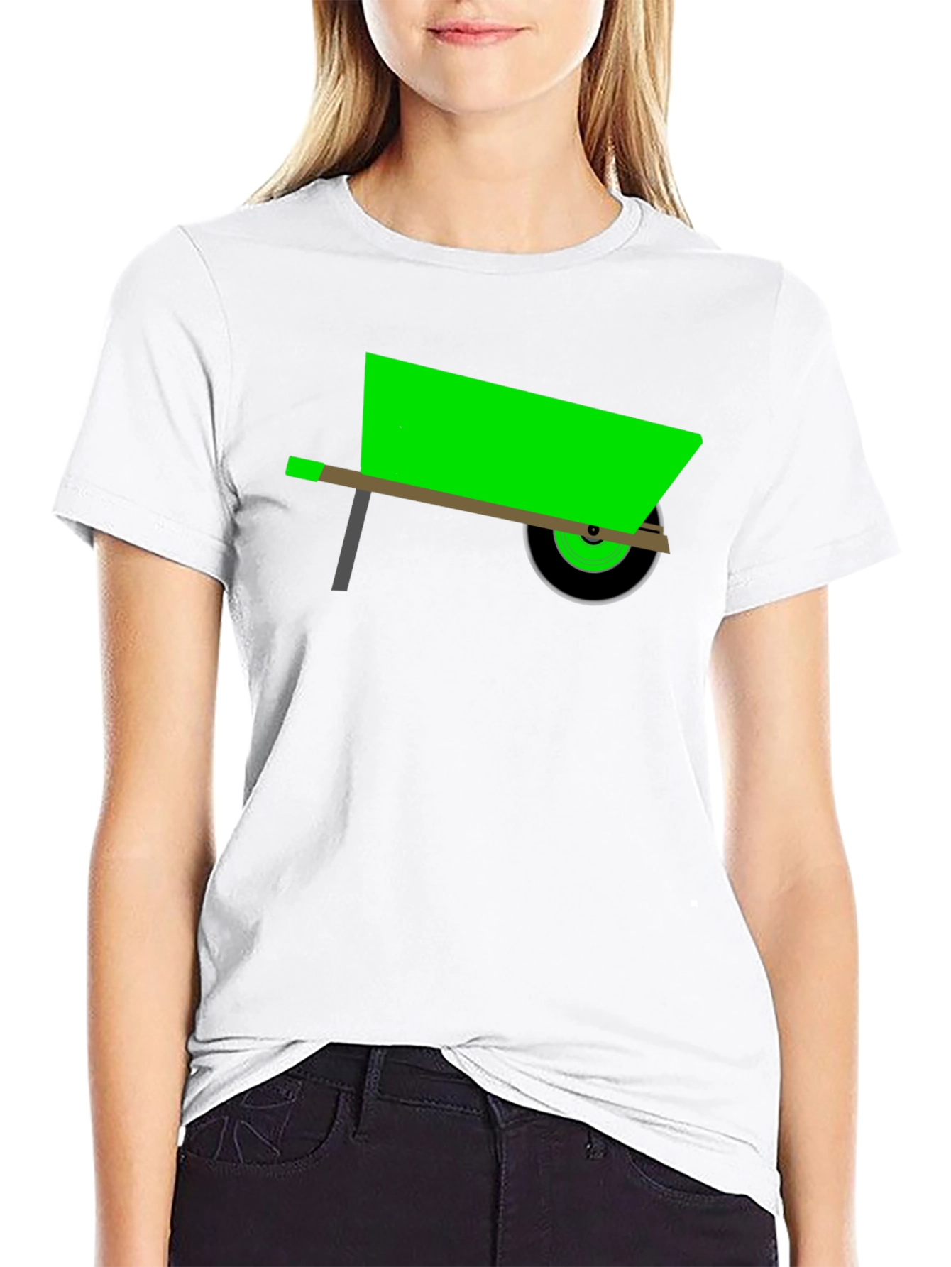 Novelty Green Wheelbarrow Black T-Shirt