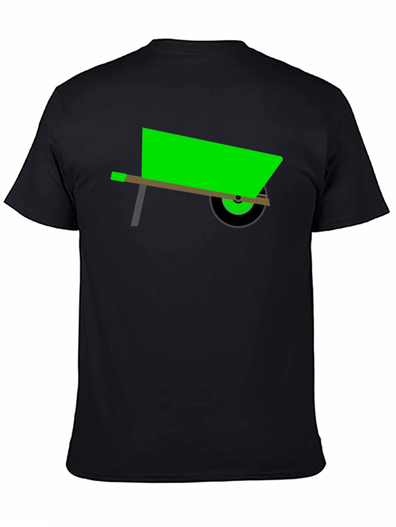 Novelty Green Wheelbarrow Black T-Shirt