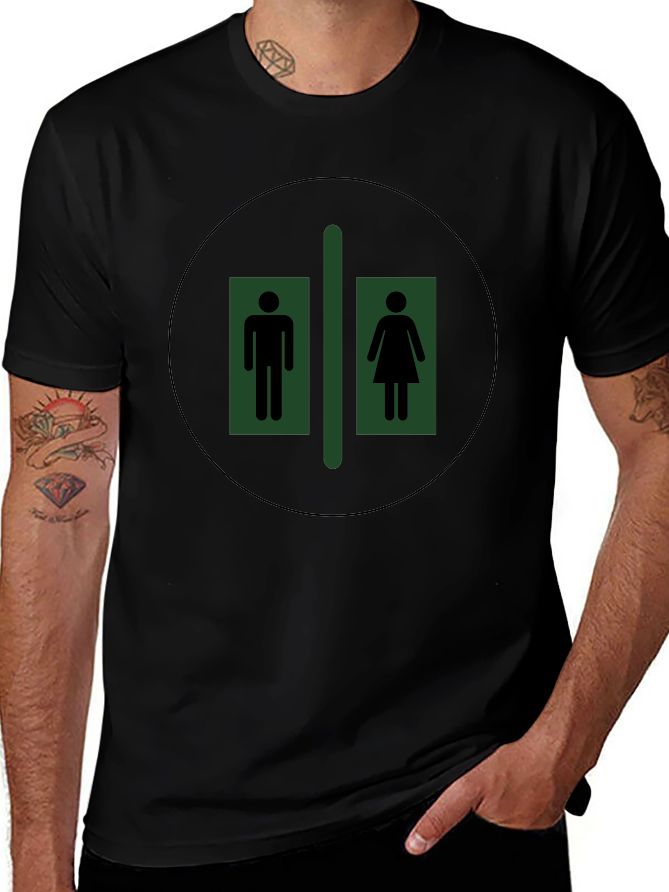 Unisex Restroom Symbol T-Shirt - Black