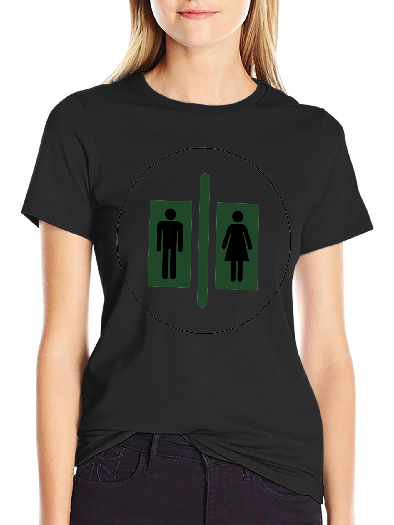 Unisex Restroom Symbol T-Shirt - Black