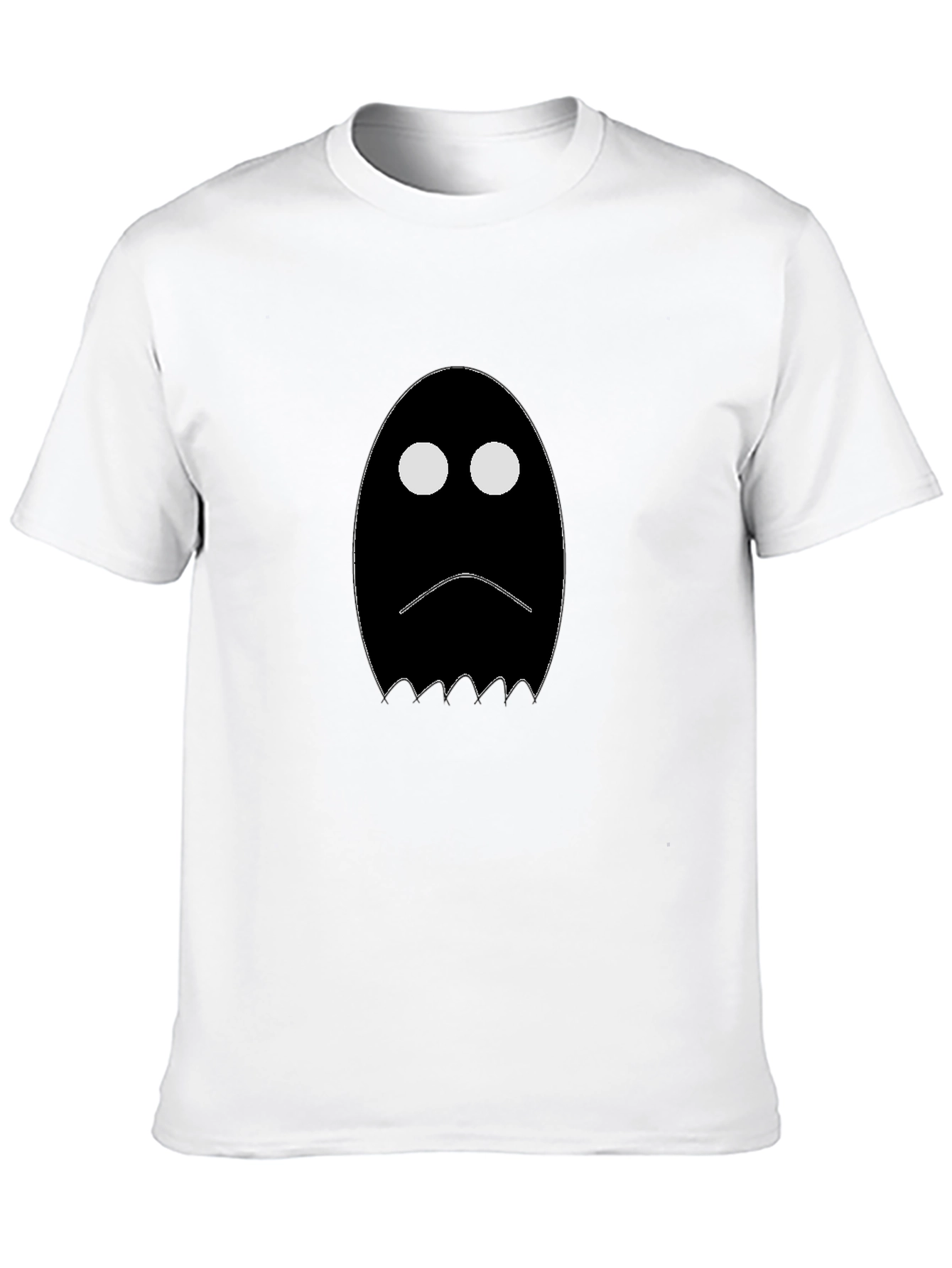 Sad Ghost Graphic T-Shirt - Black Cotton Tee