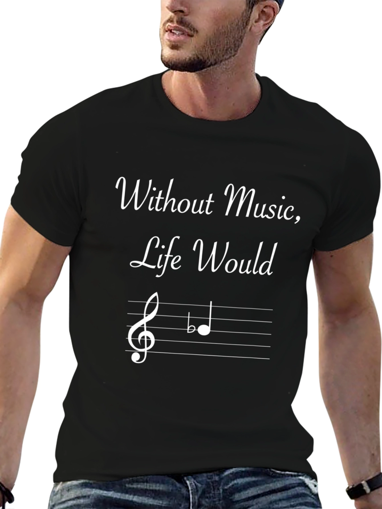 Musical T-Shirt - Without Music Life Would Be Flat