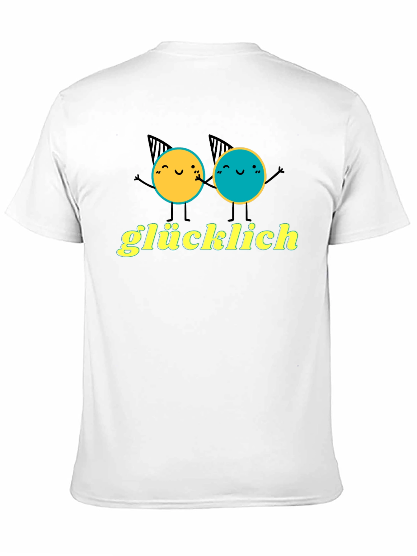 Glücklich Black T-Shirt with Cheerful Graphic