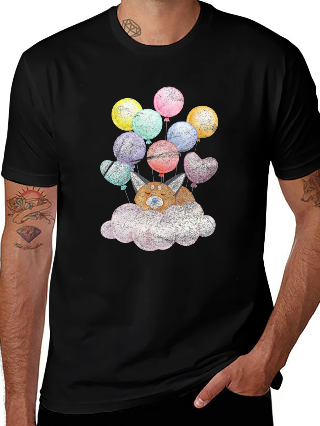 Cute Dog With Balloons On Cloud T-Shirt
