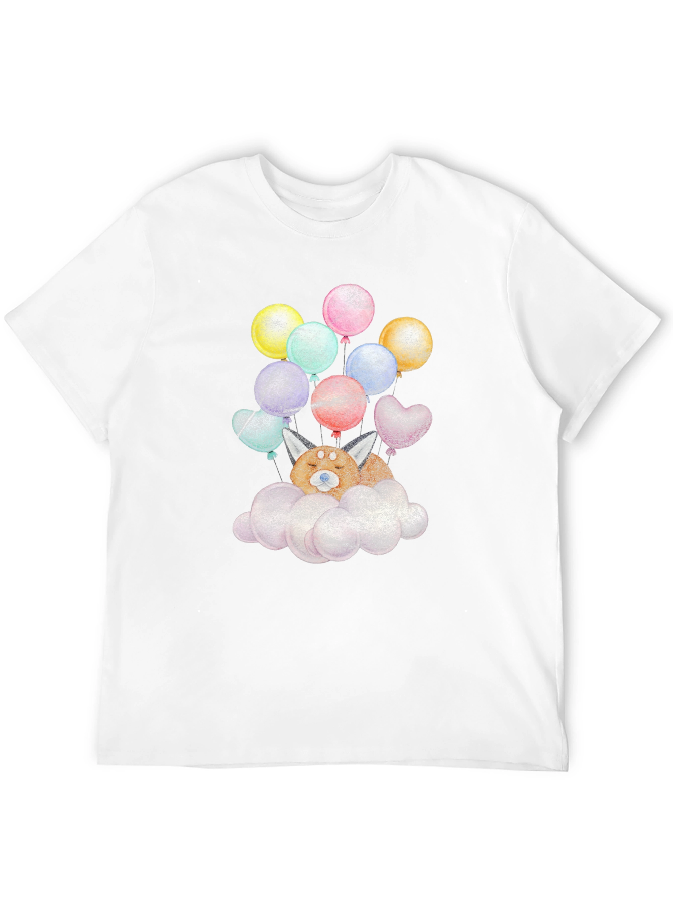 Cute Dog With Balloons On Cloud T-Shirt