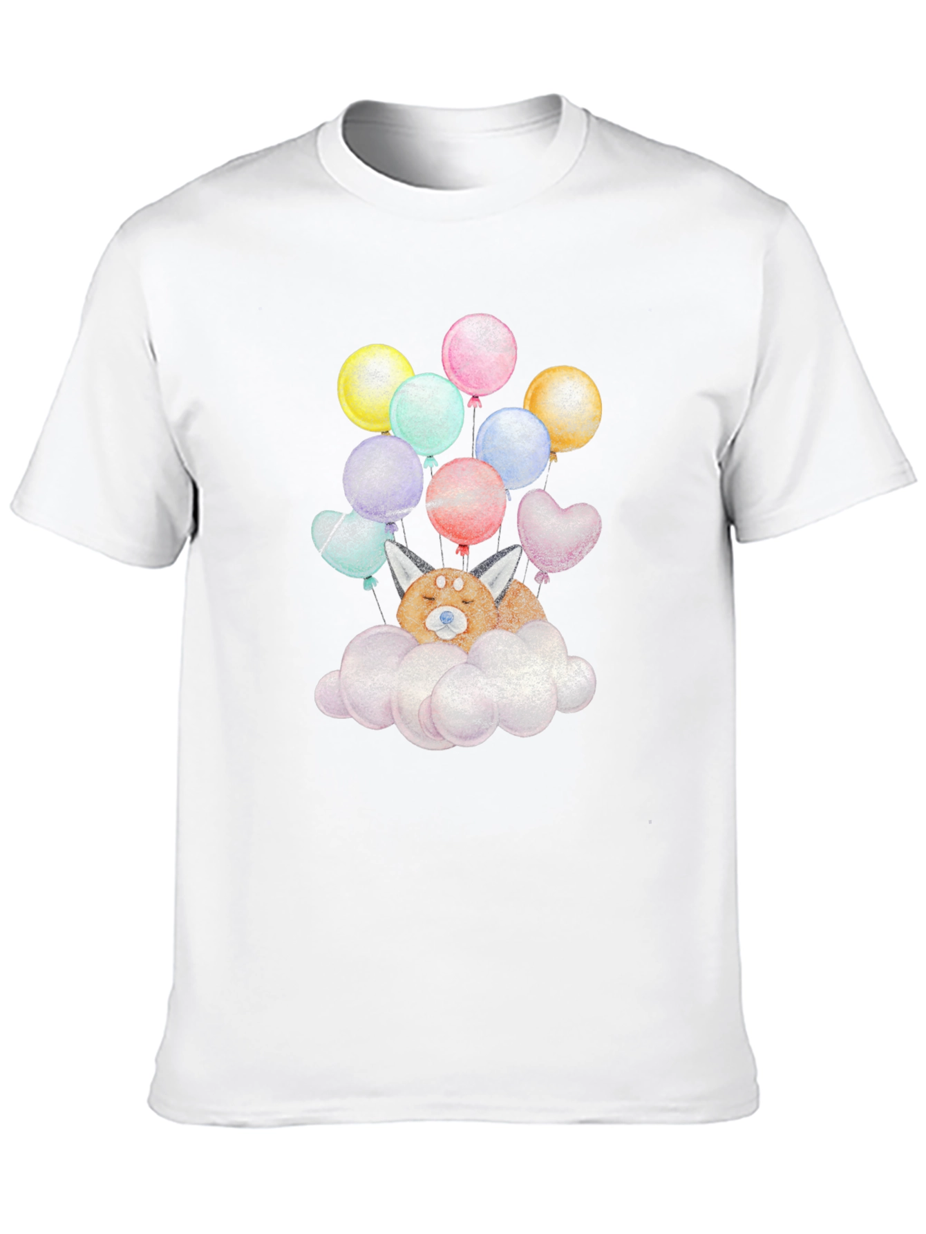 Cute Dog With Balloons On Cloud T-Shirt