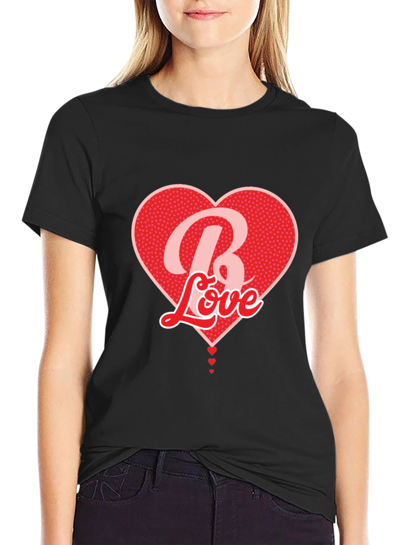 B Love Heart Graphic Tee - Mens Black T-Shirt
