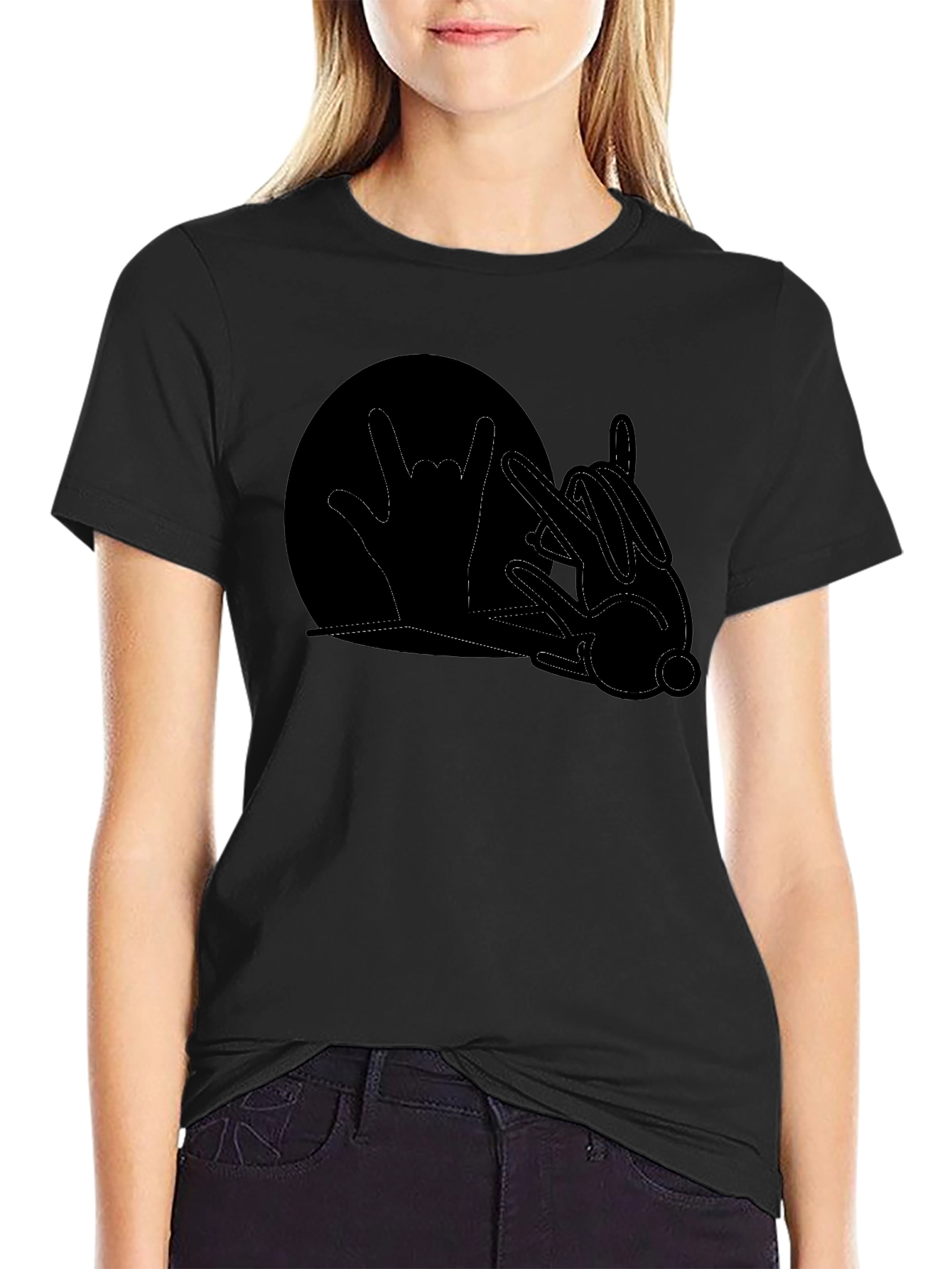 Rock On Rabbit Graphic T-Shirt - Black