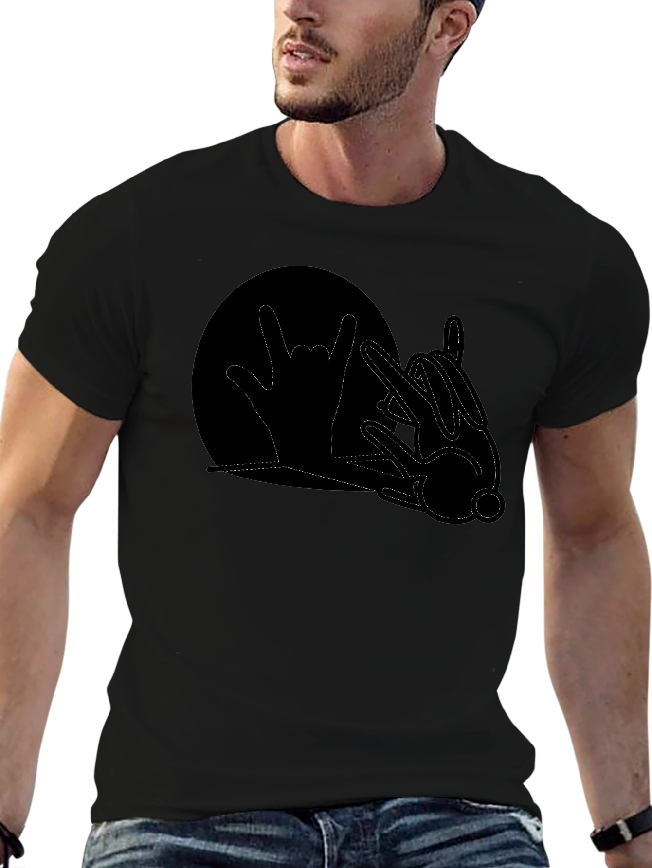 Rock On Rabbit Graphic T-Shirt - Black