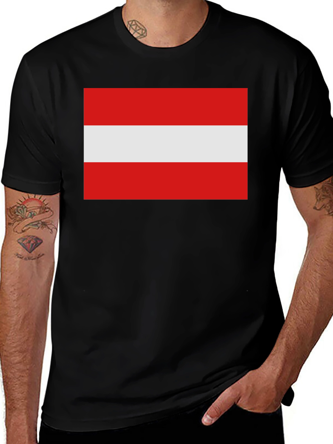 Austrian Flag T-Shirt - Classic Red and White Design