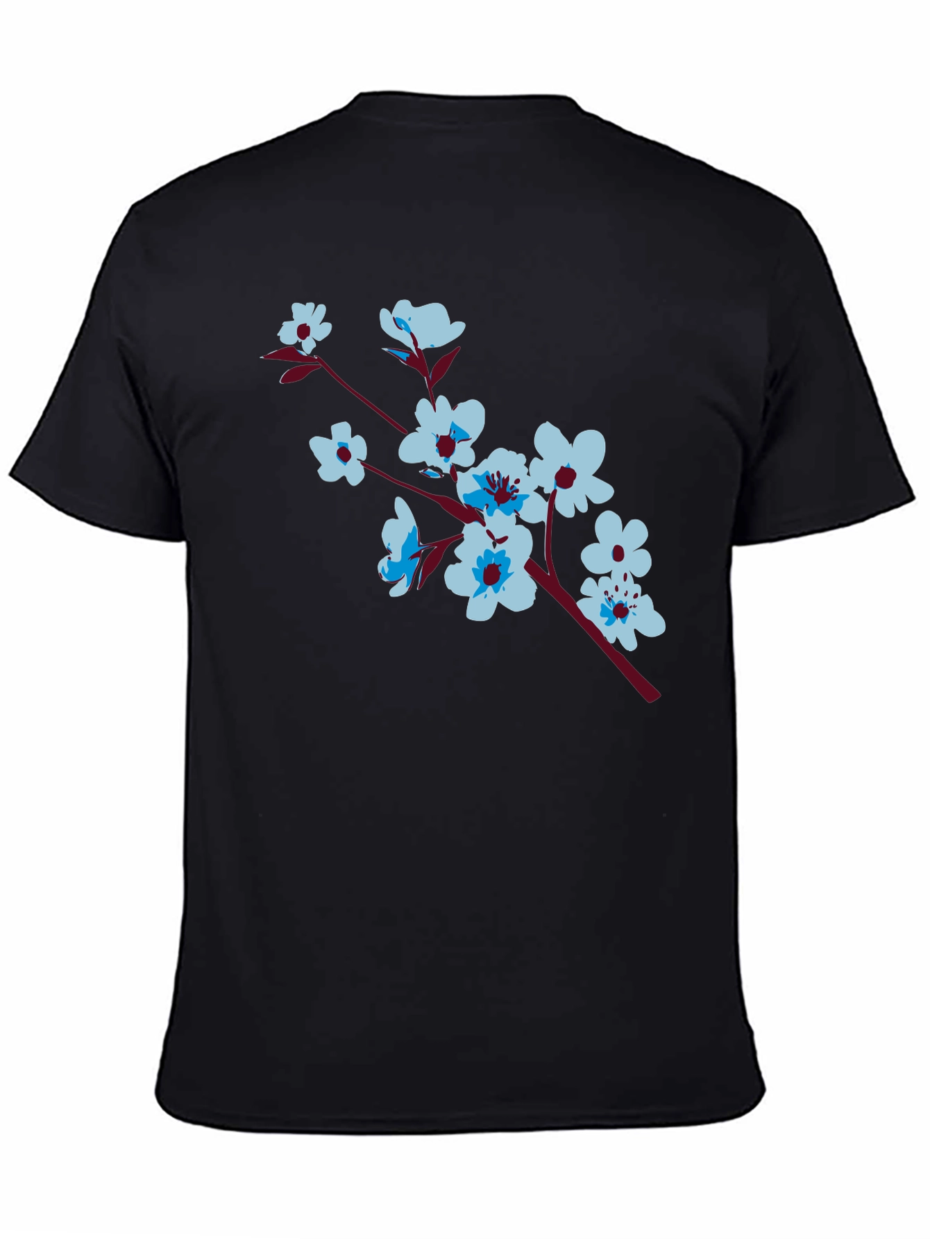 Floral Branch Print Black T-Shirt