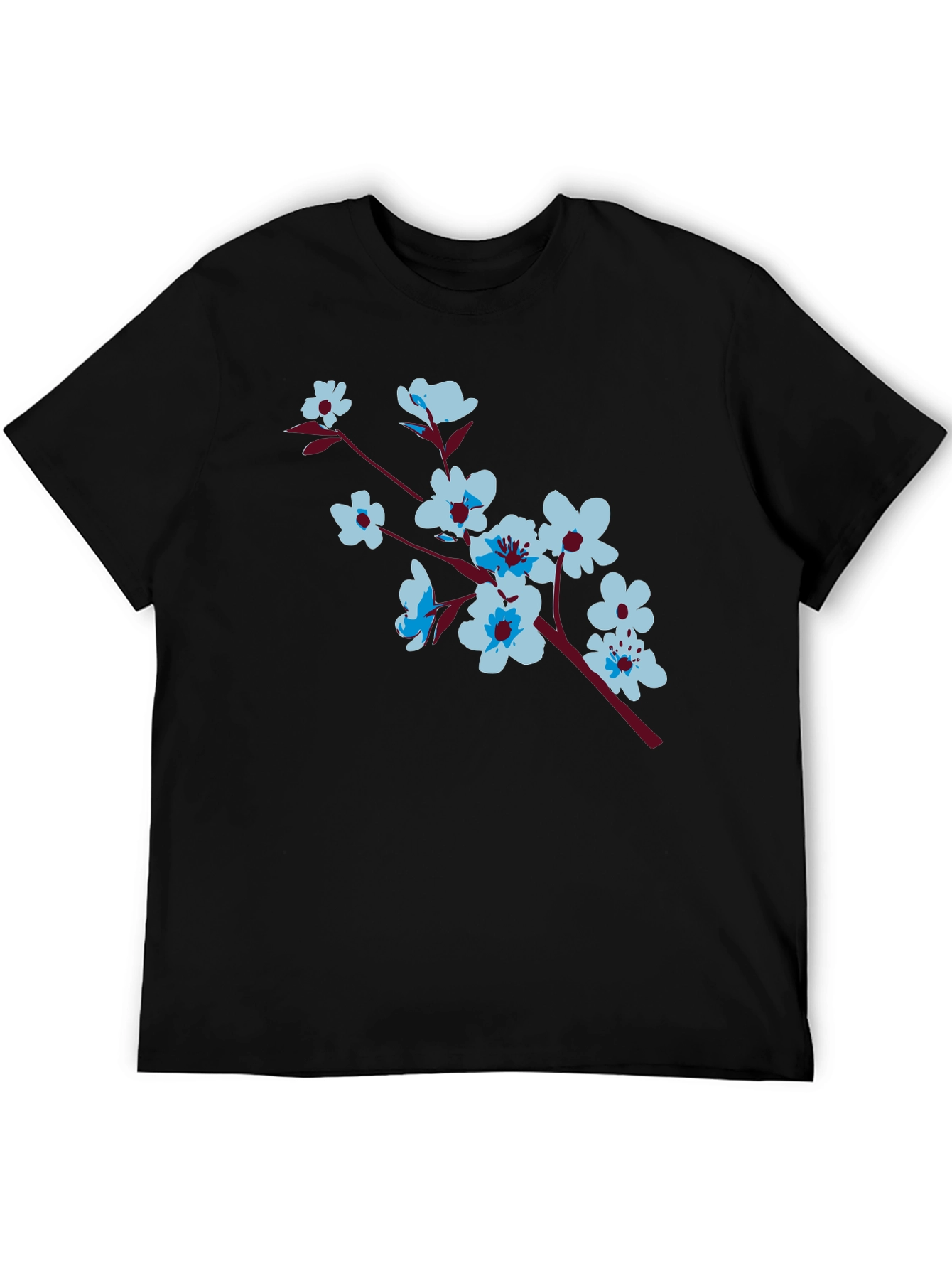 Floral Branch Print Black T-Shirt