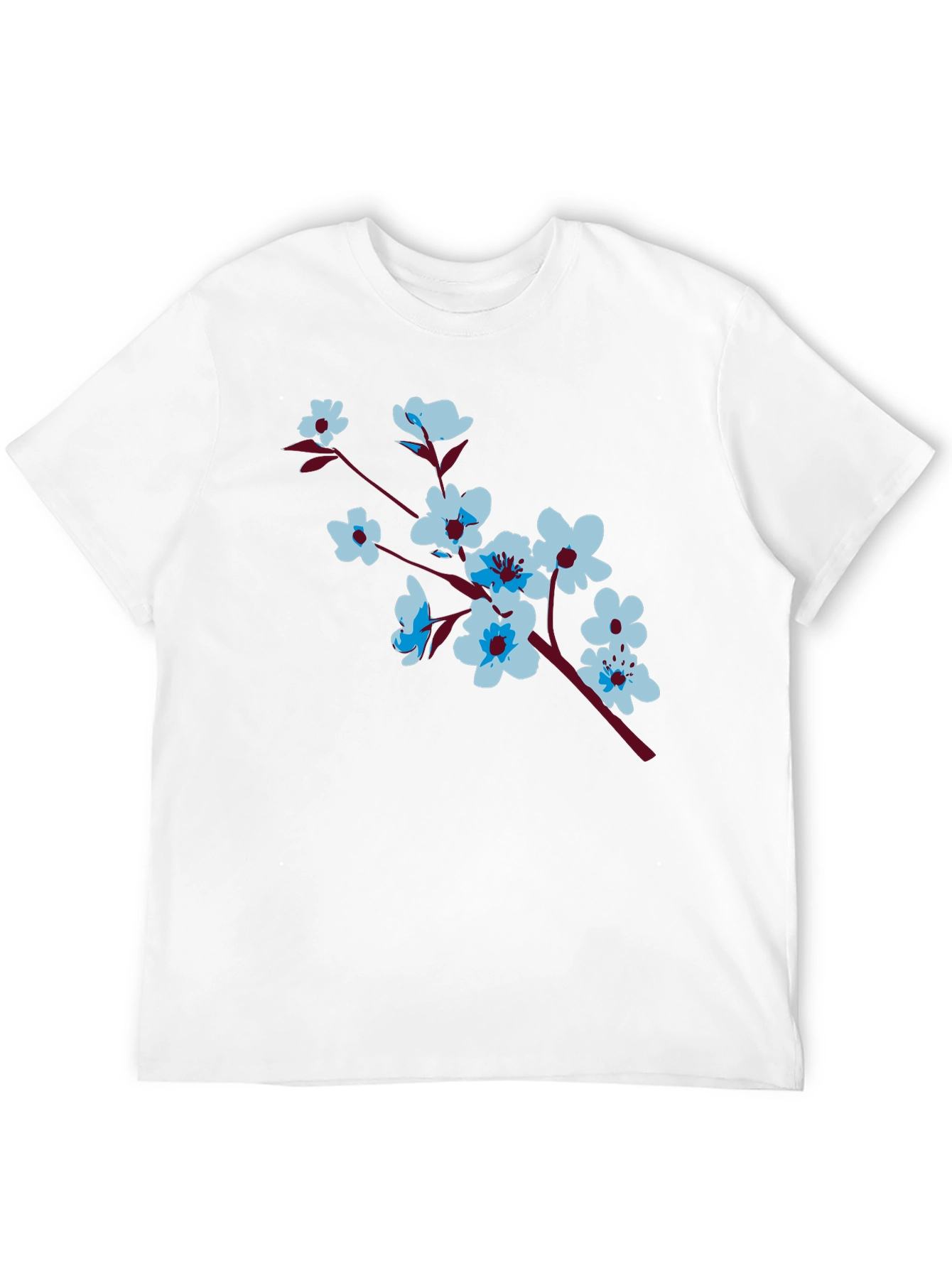 Floral Branch Print Black T-Shirt