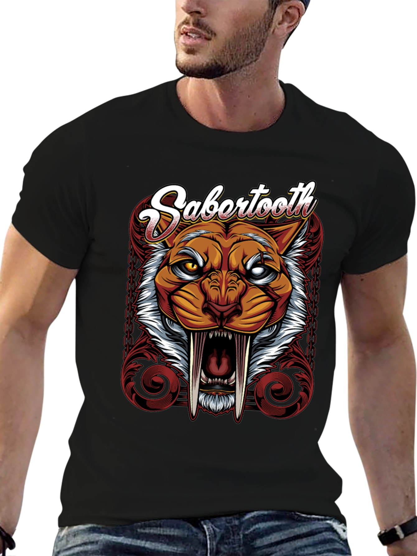Sabertooth Graphic Tee - Fierce Feline T-Shirt