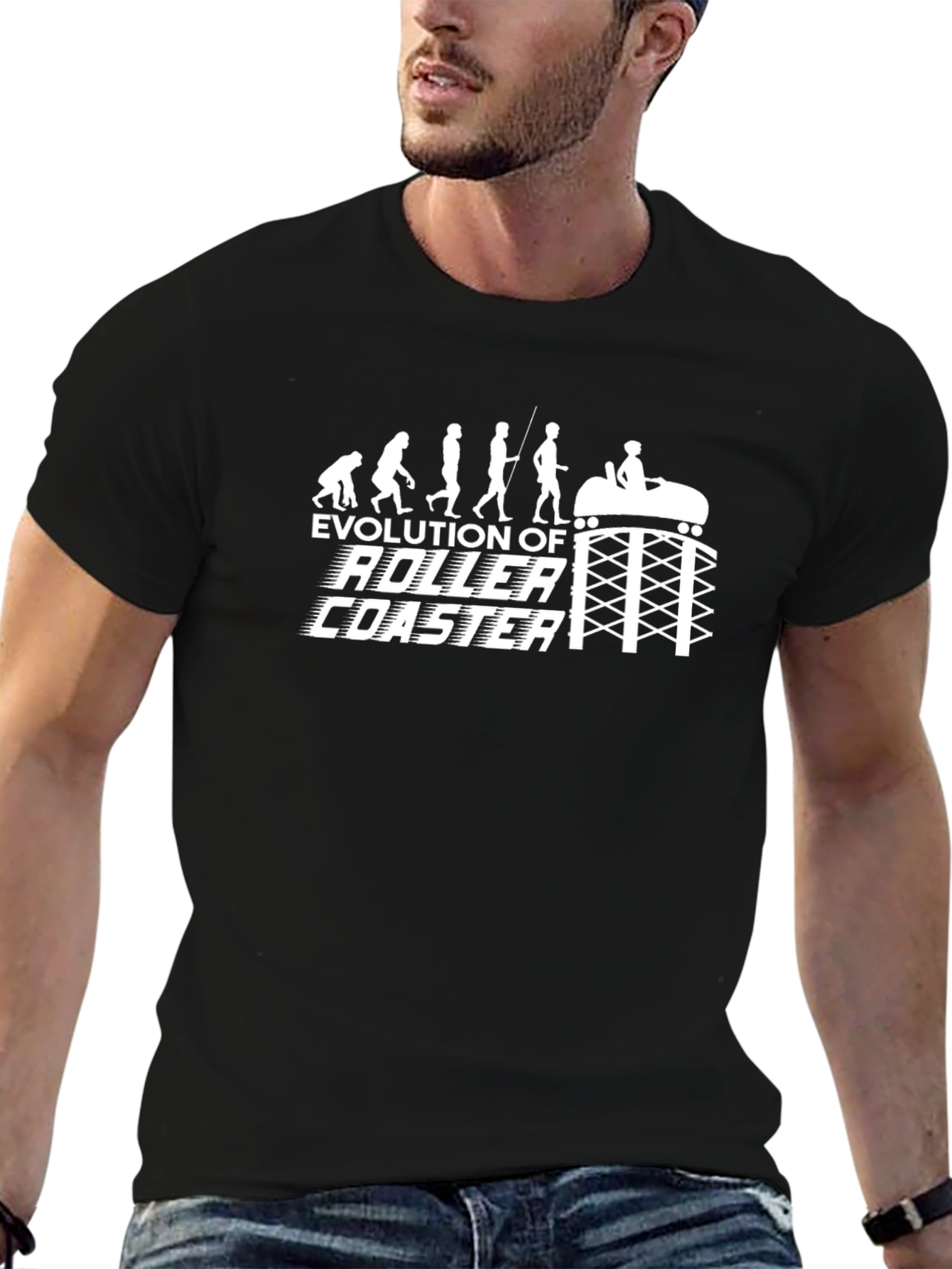 Evolution of Roller Coaster Graphic Tee - Black T-Shirt