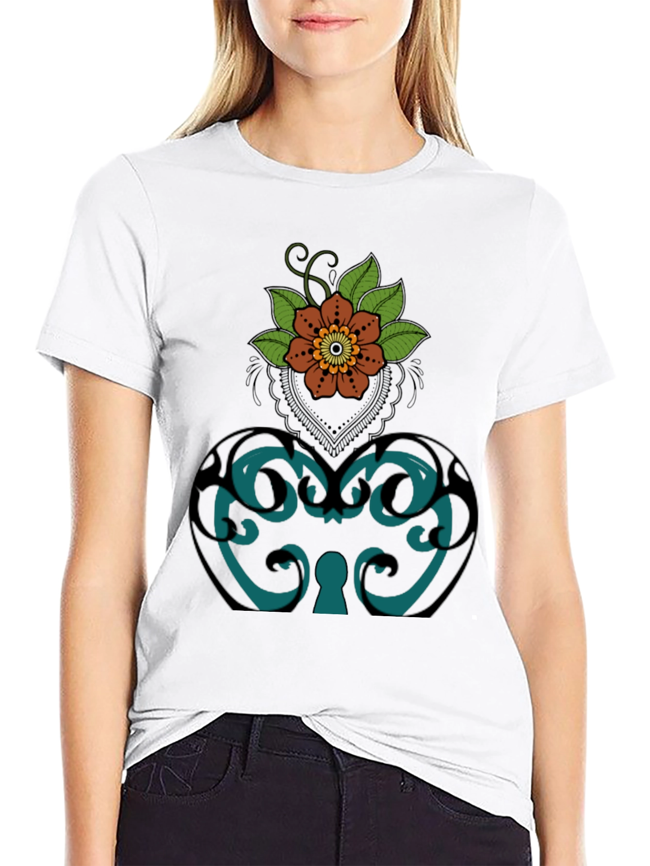 Floral Ornamental Lock T-Shirt