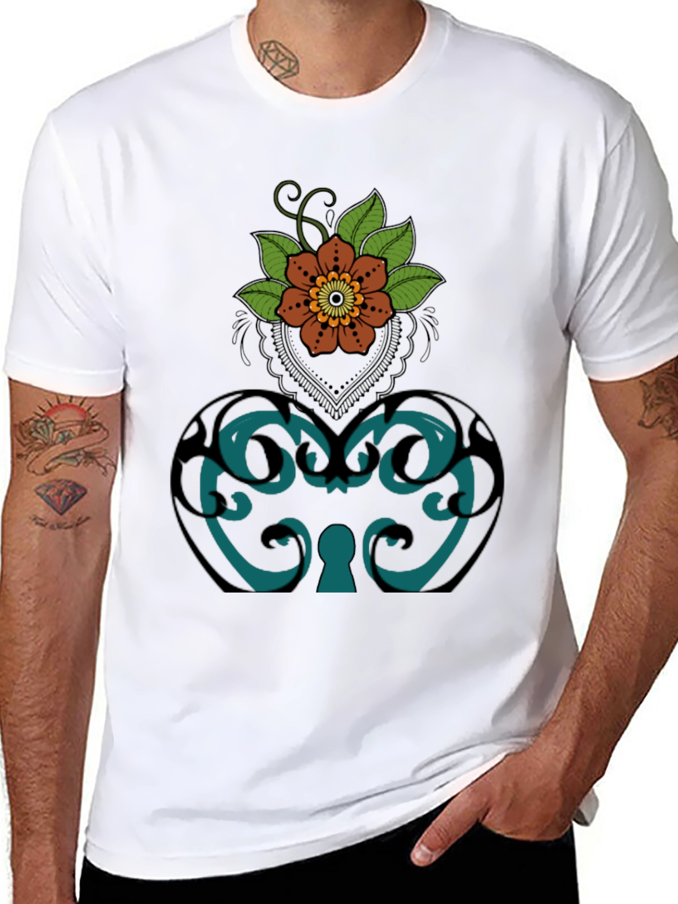 Floral Ornamental Lock T-Shirt