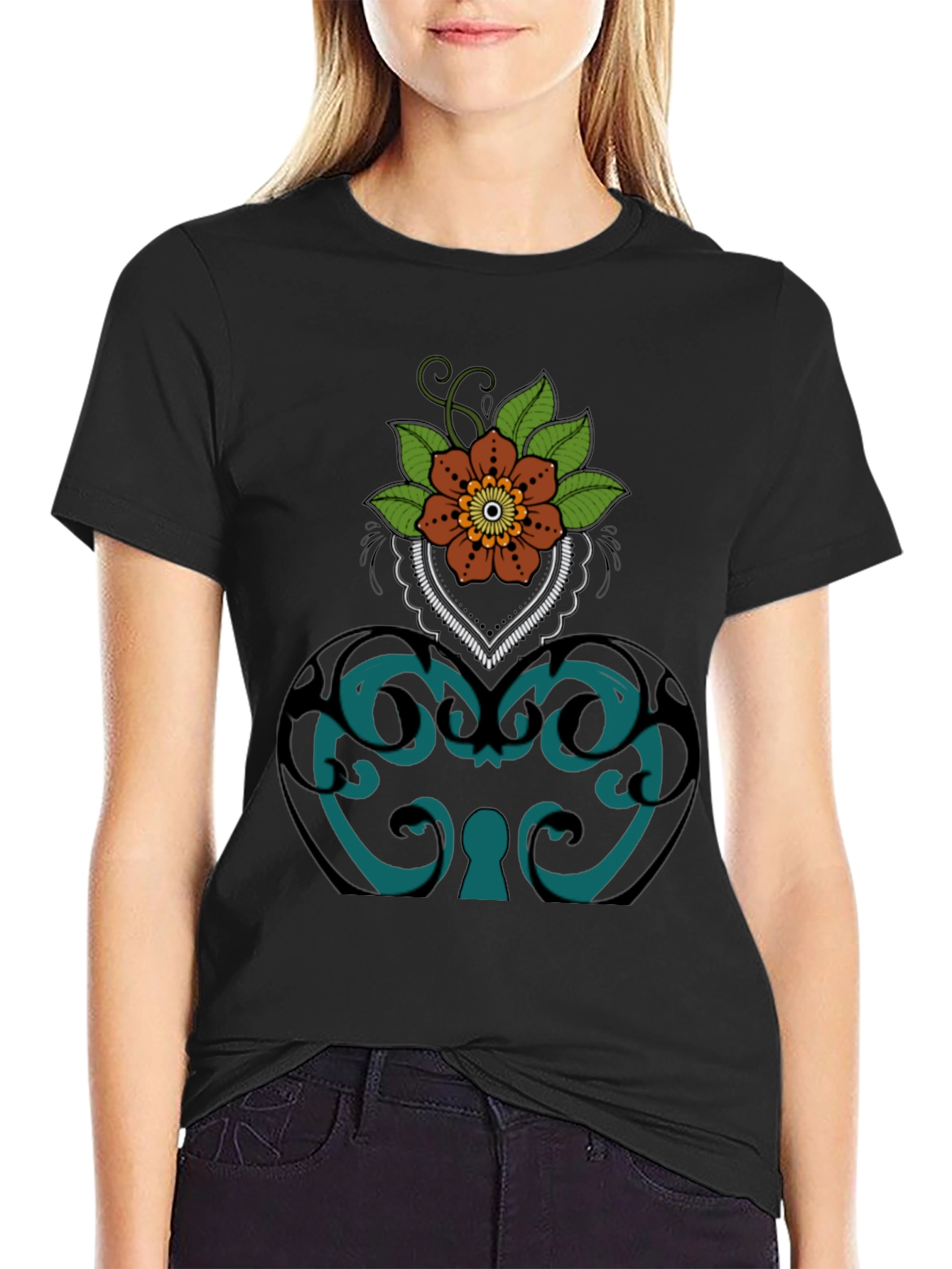 Floral Ornamental Lock T-Shirt