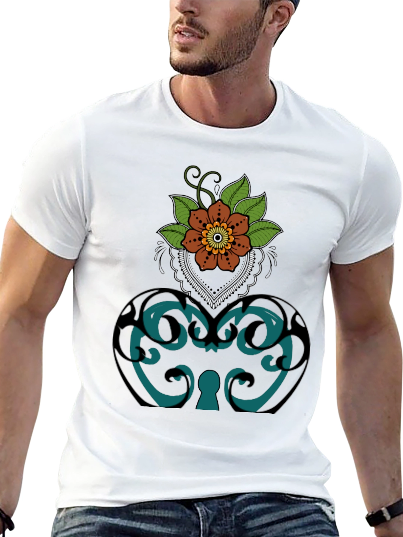 Floral Ornamental Lock T-Shirt