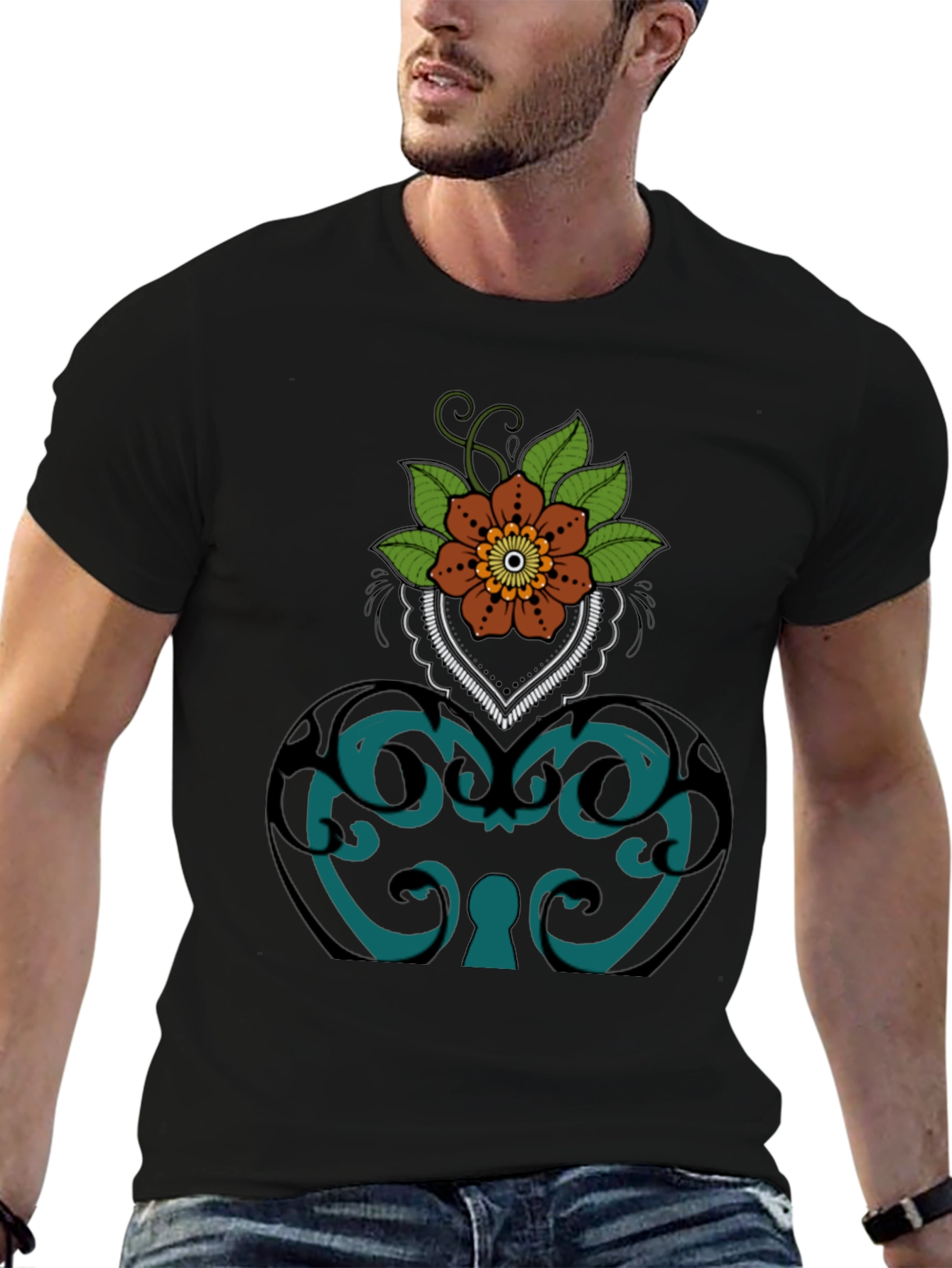 Floral Ornamental Lock T-Shirt