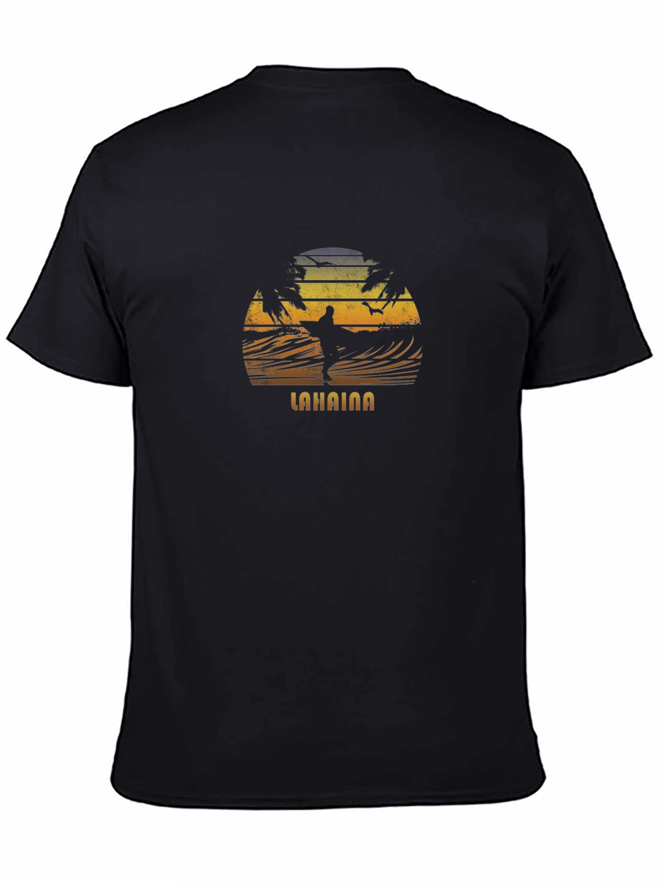 Lahaina Surfer Silhouette T-Shirt - Retro Sunset Design