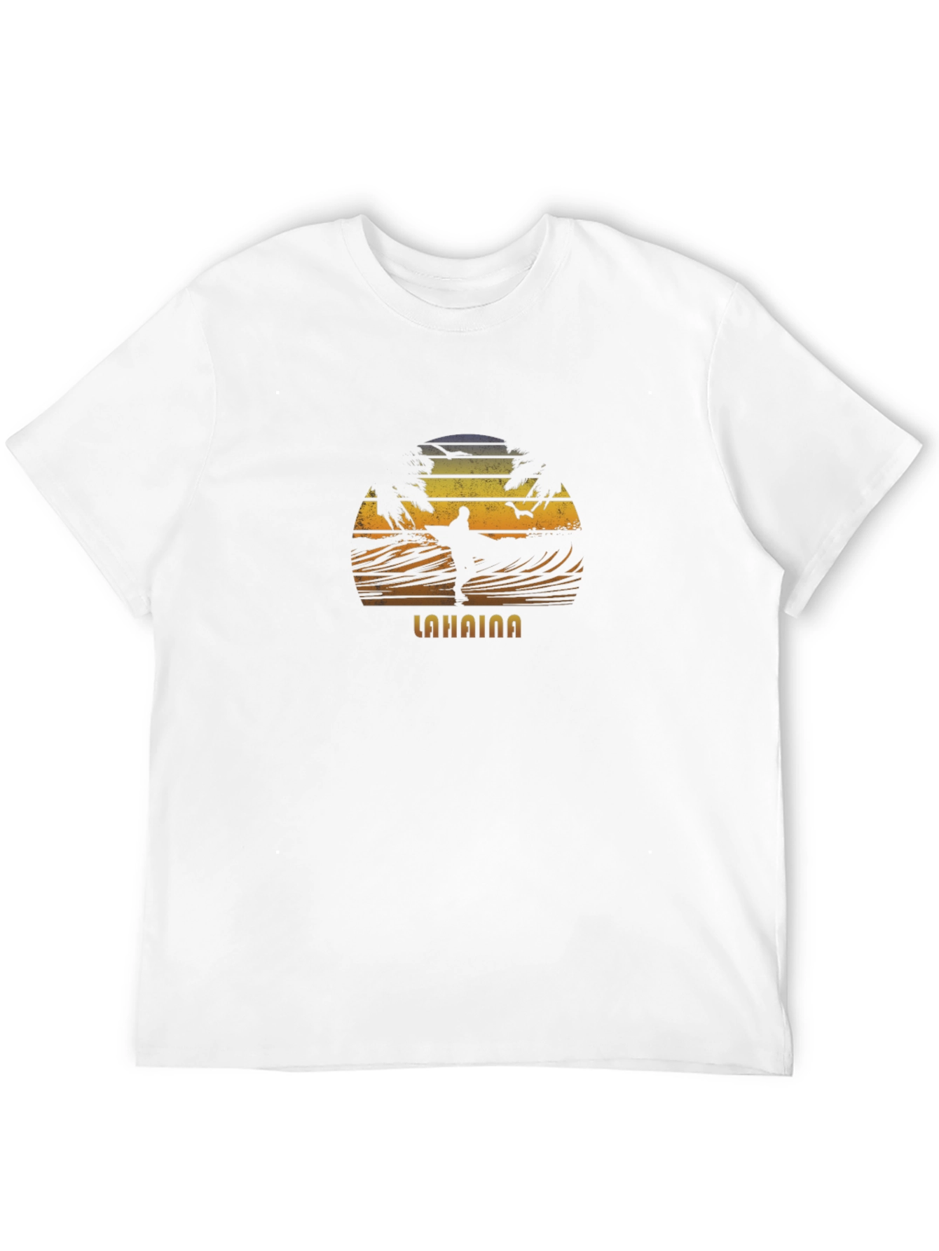 Lahaina Surfer Silhouette T-Shirt - Retro Sunset Design