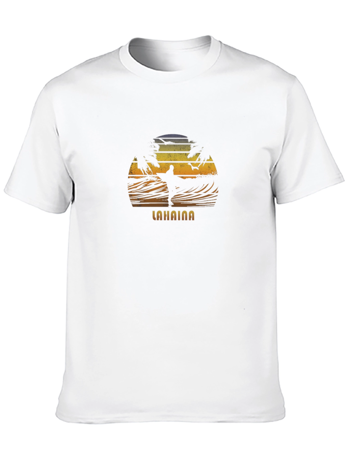 Lahaina Surfer Silhouette T-Shirt - Retro Sunset Design